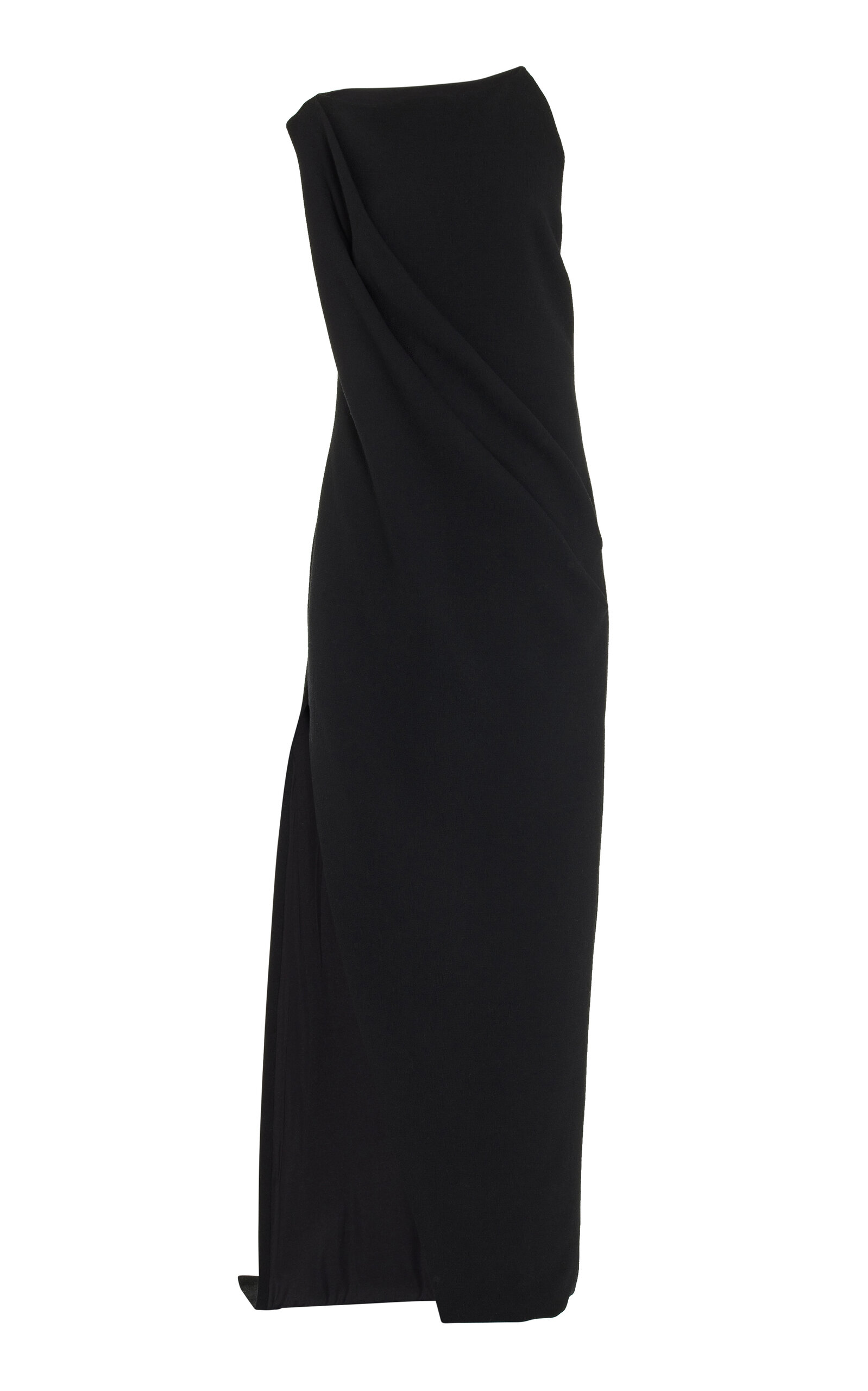 Brandon Maxwell The Alina Double-wool Crepe Maxi Dress In Black