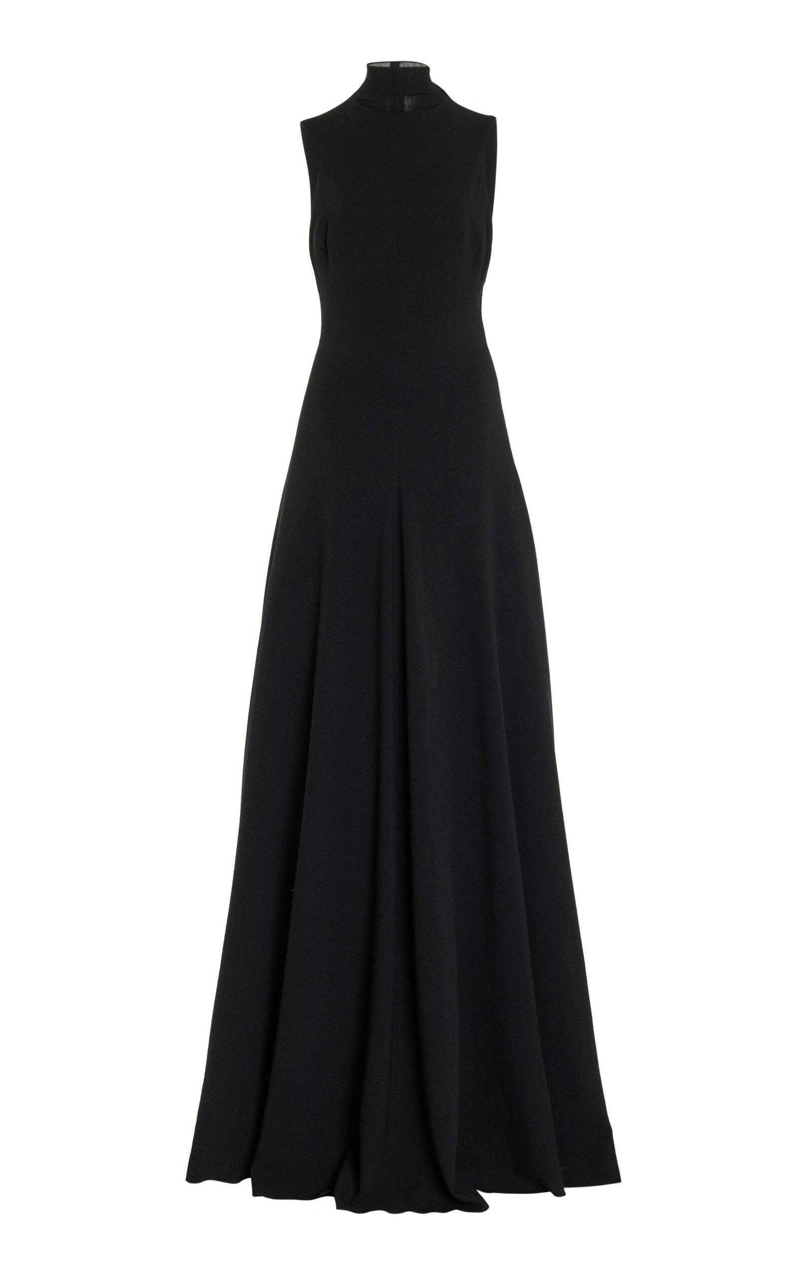 Brandon Maxwell The Aurora Mock Neck Stretch-crepe Maxi Dress In Black