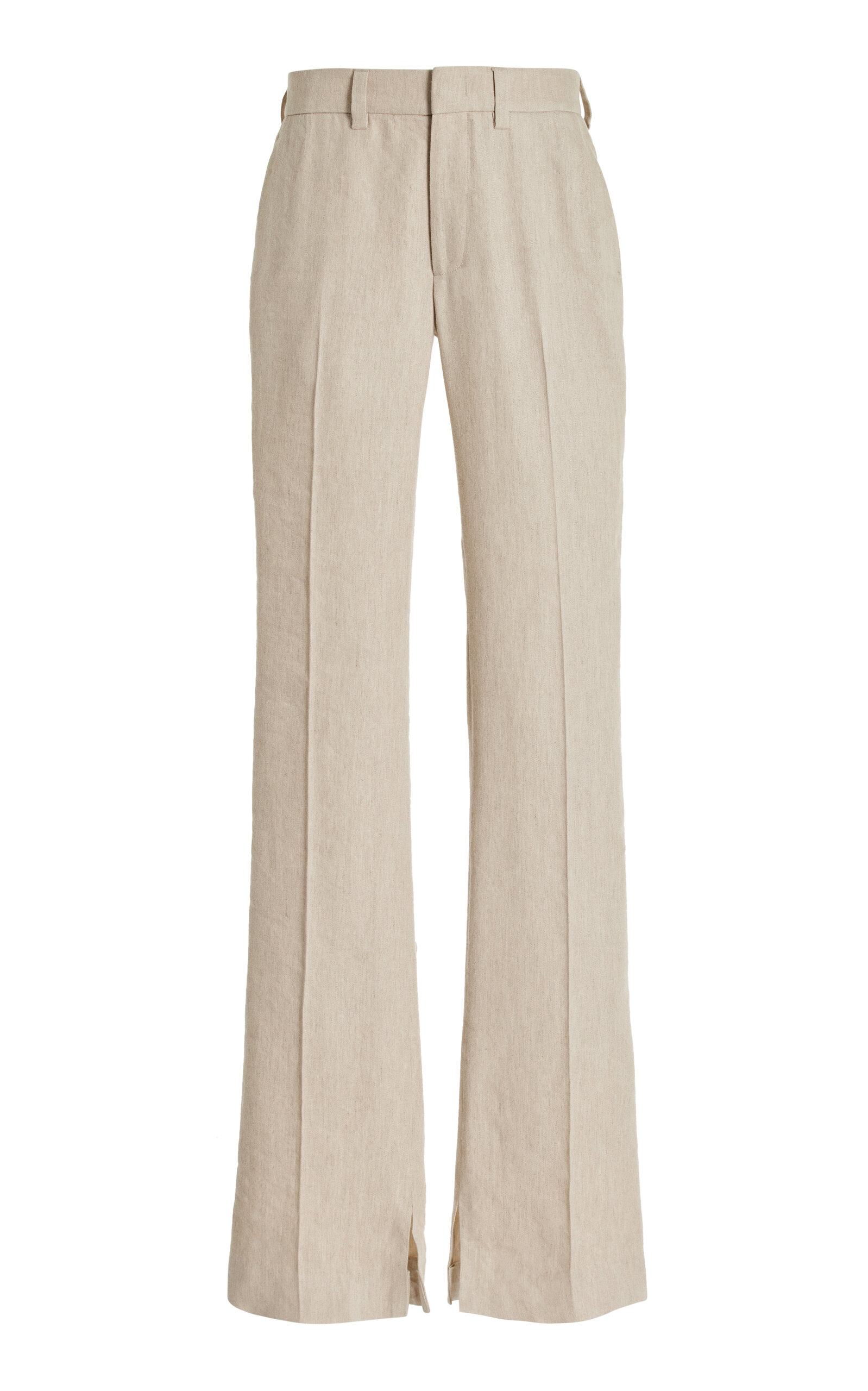 Brandon Maxwell The Cameron Linen-silk Straight-leg Pants In Neutral