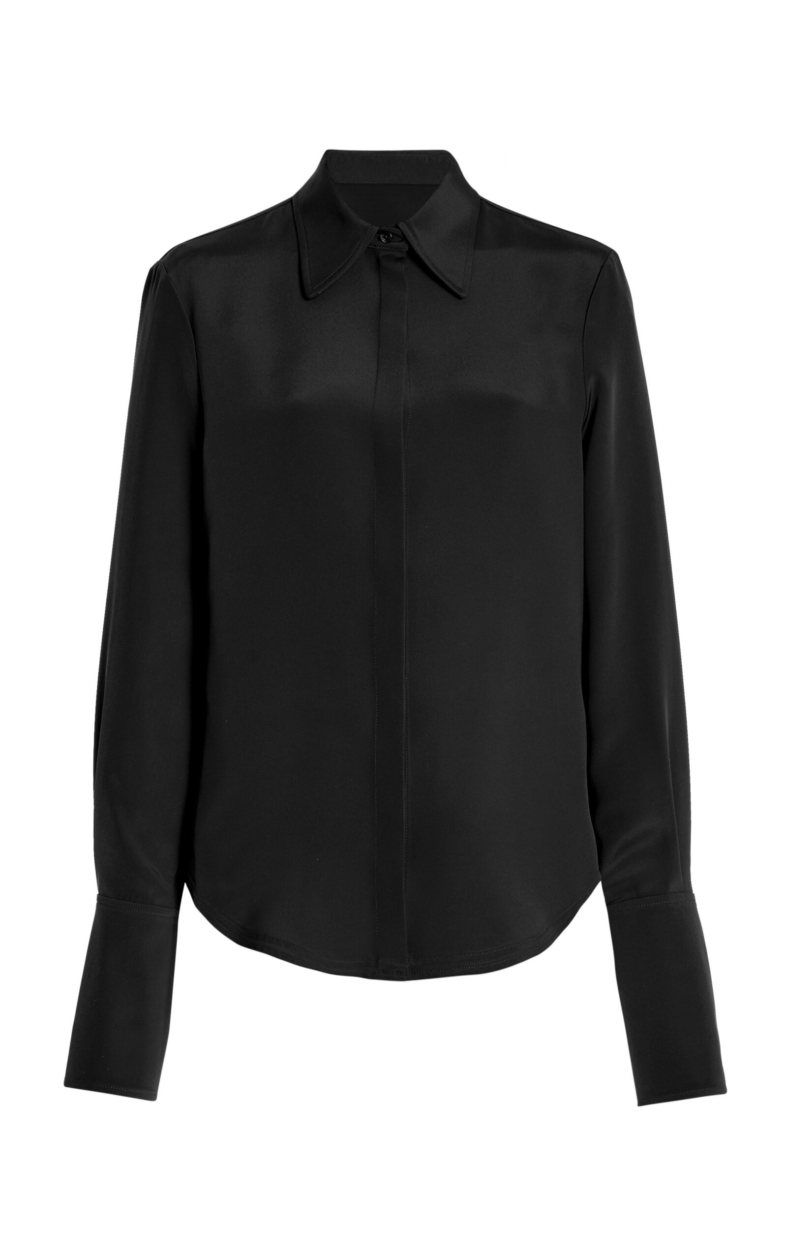 Brandon Maxwell The Spence Relaxed Silk-crepe Button-down Shirt In Black