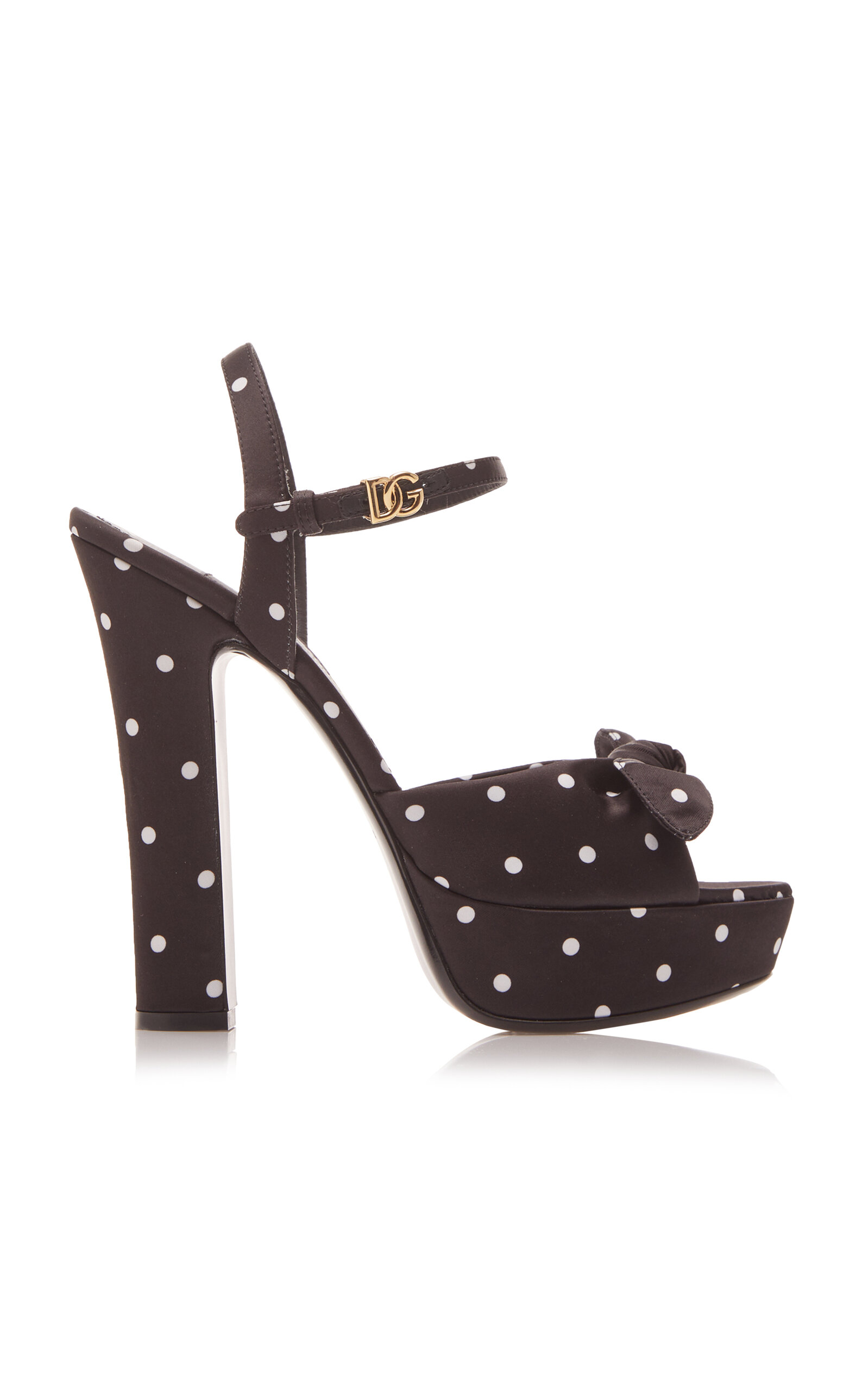 Polka-Dot Satin Platform Sandals