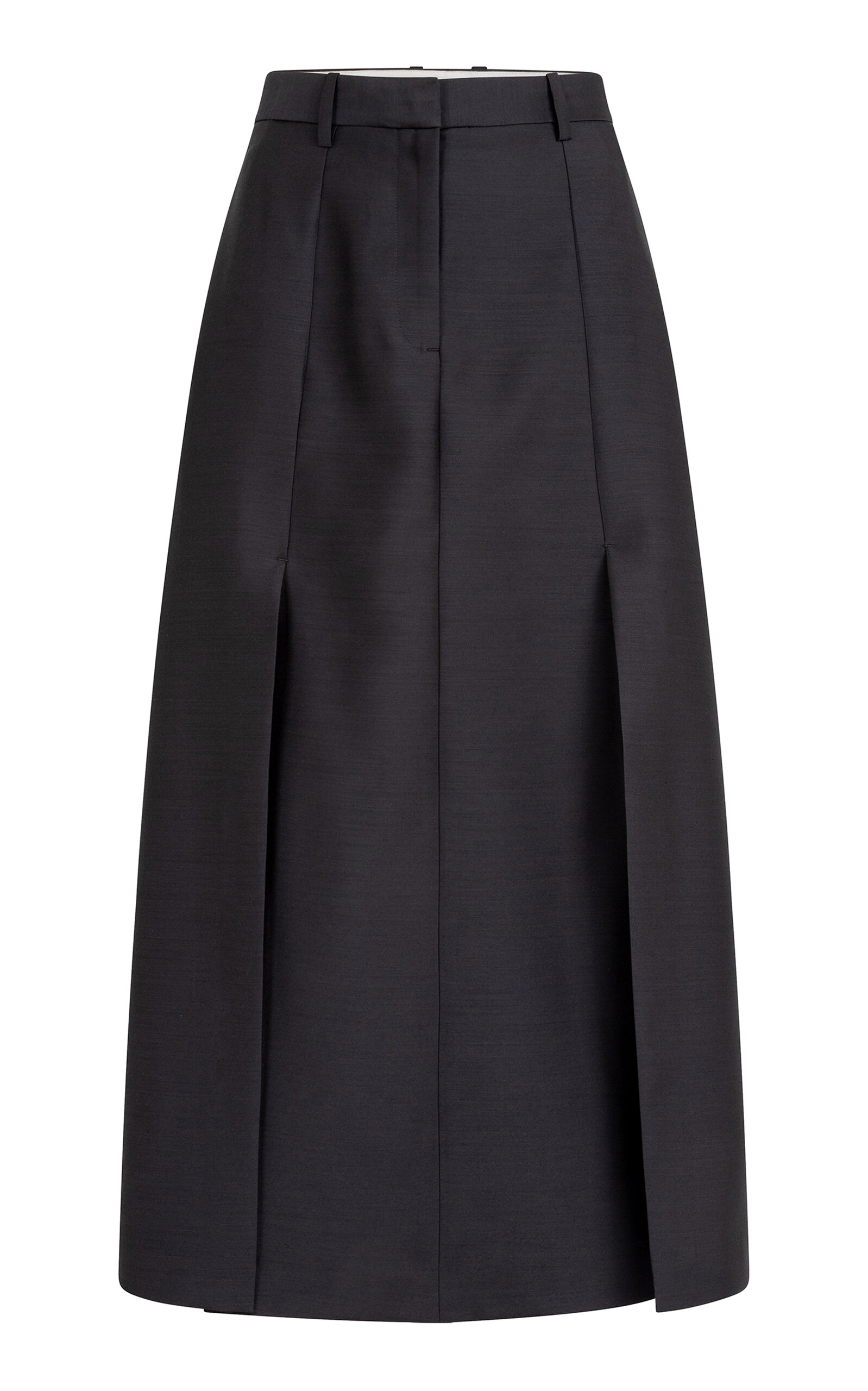 Heirlome Pleated Silk-wool Skirt In Black