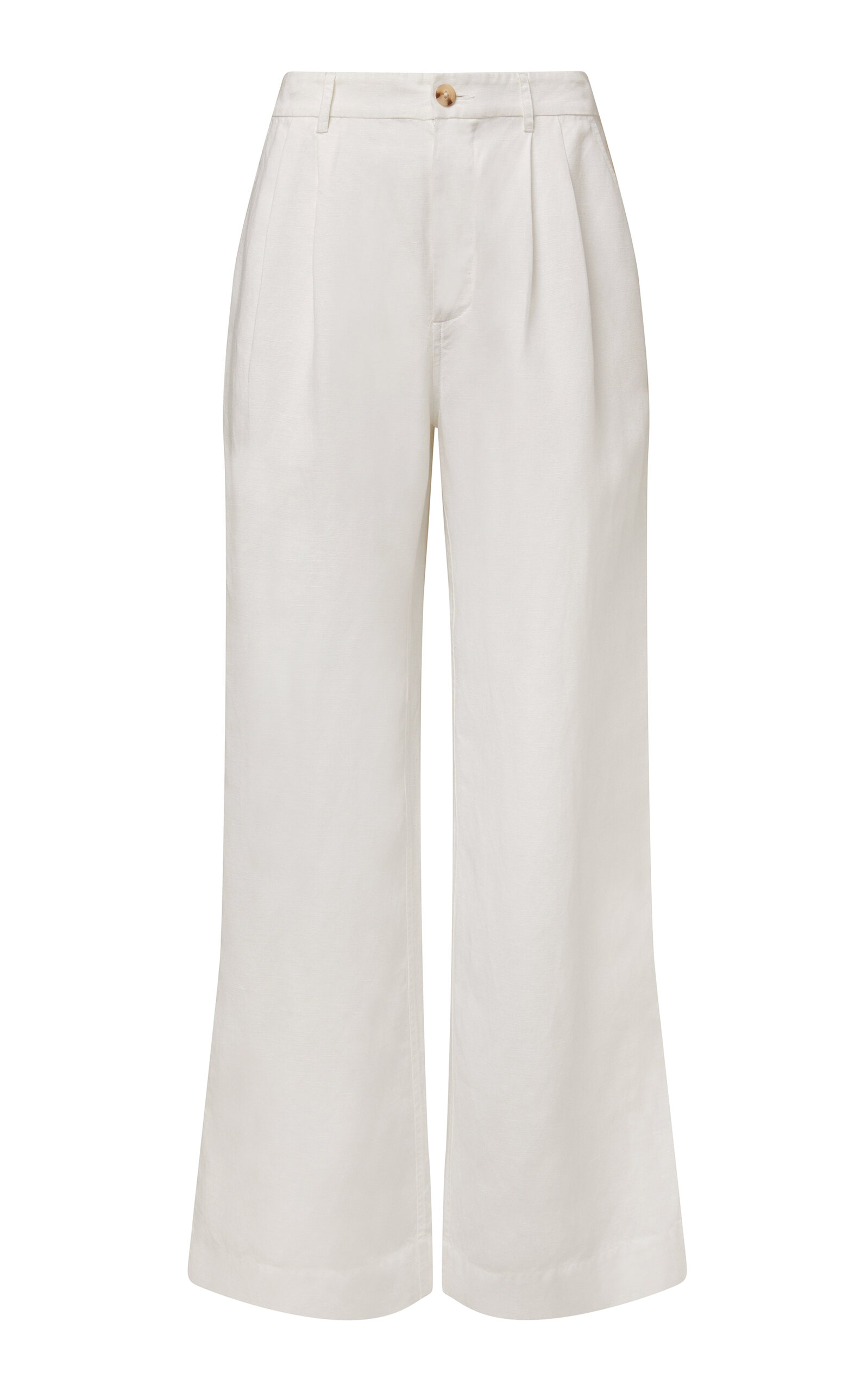 Pleated Linen-Blend Wide-Leg Pants