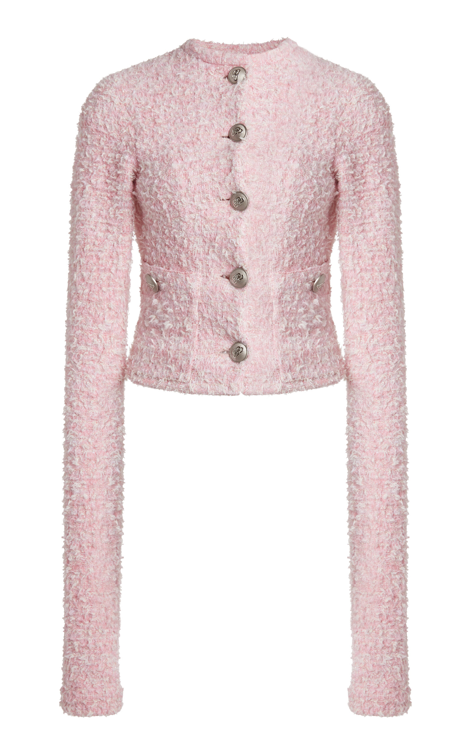 Shop Balenciaga Cotton Tweed Cardigan In Pink