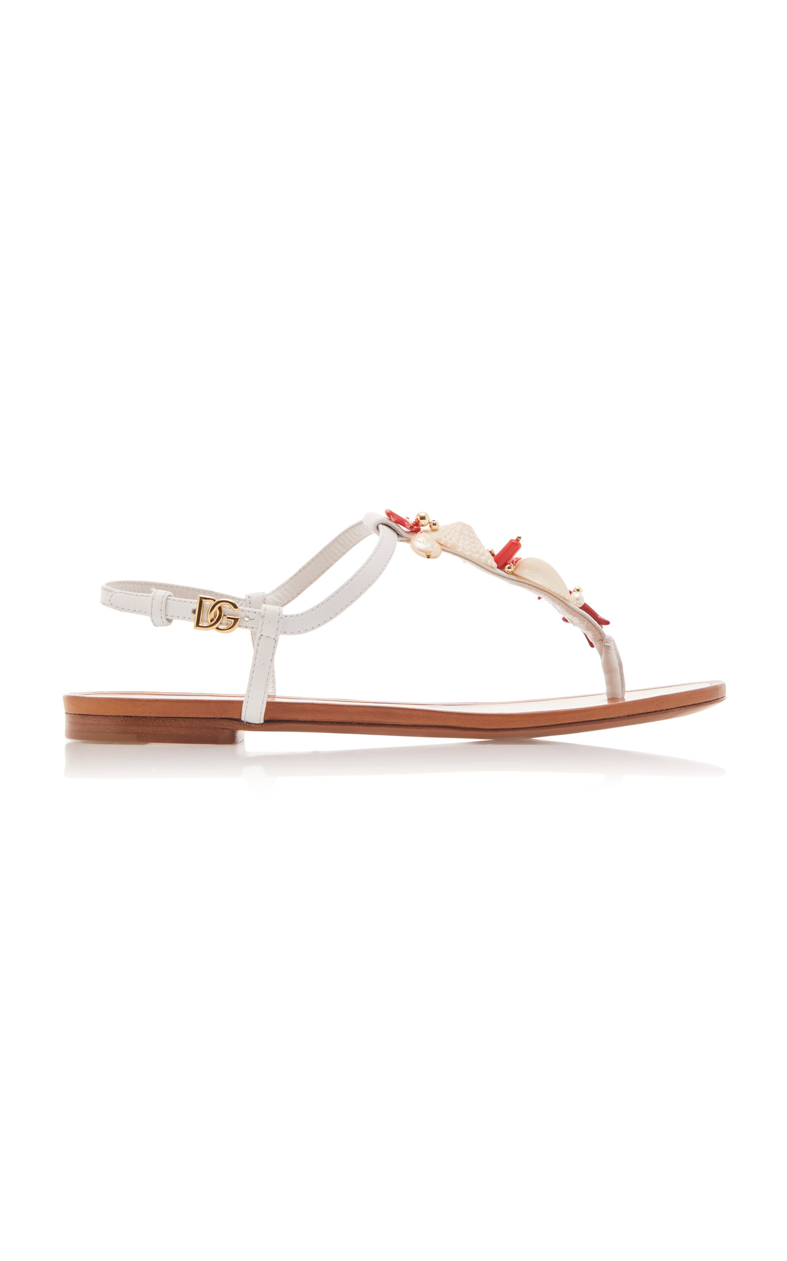 Shop Dolce & Gabbana Formale Embellished Leather Sandals In White