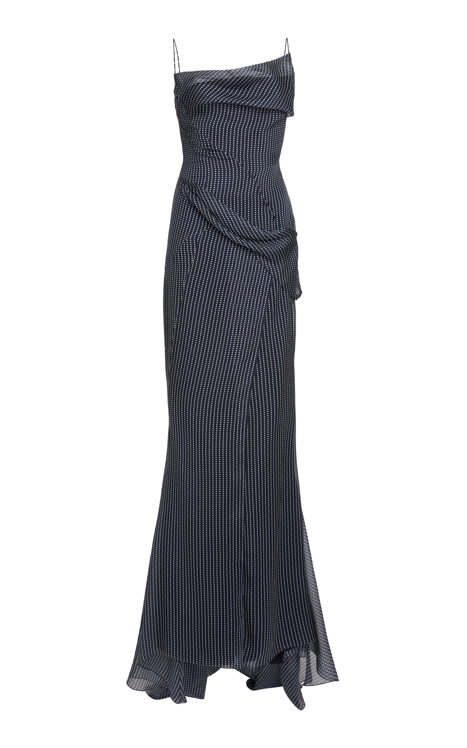 Shop Givenchy Open Back Silk Gown In Navy