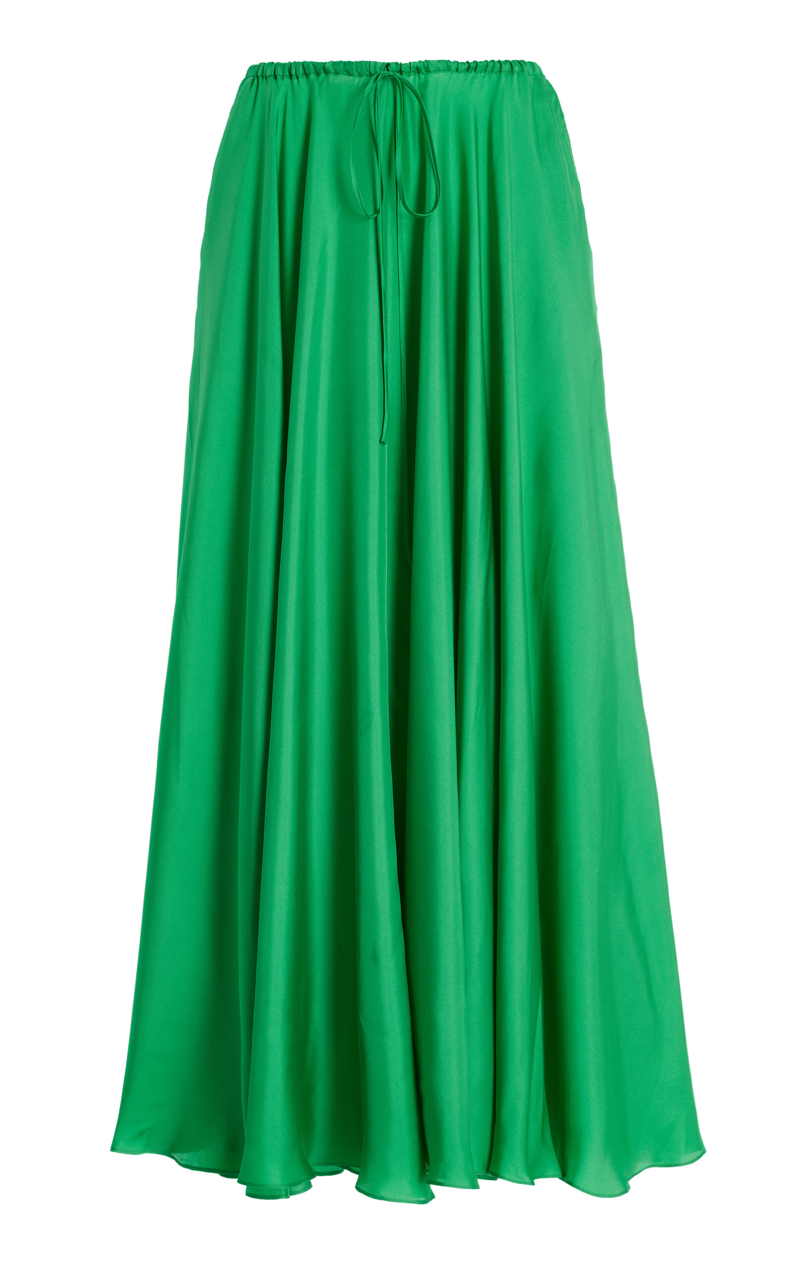 Shop Bondi Born Tropea Drawstring Silk Maxi Skirt In Green