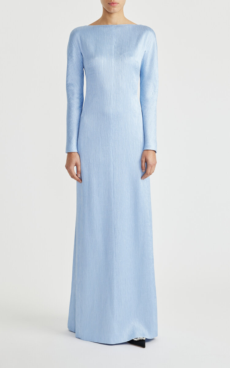 EMILIA WICKSTEAD URIELA SATIN BOAT-NECK MAXI DRESS 