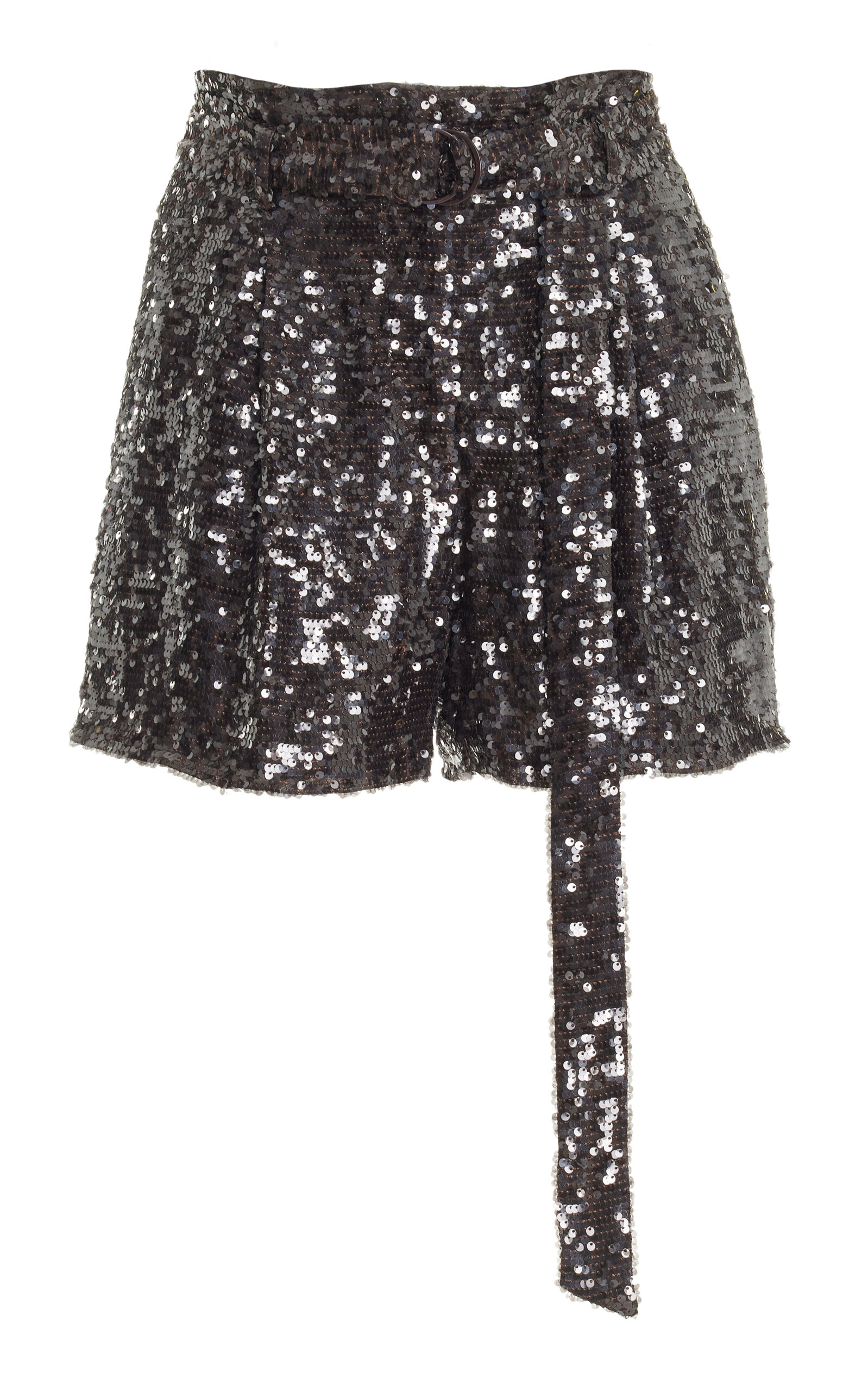 Lapointe Sequined High-rise Shorts In Brown