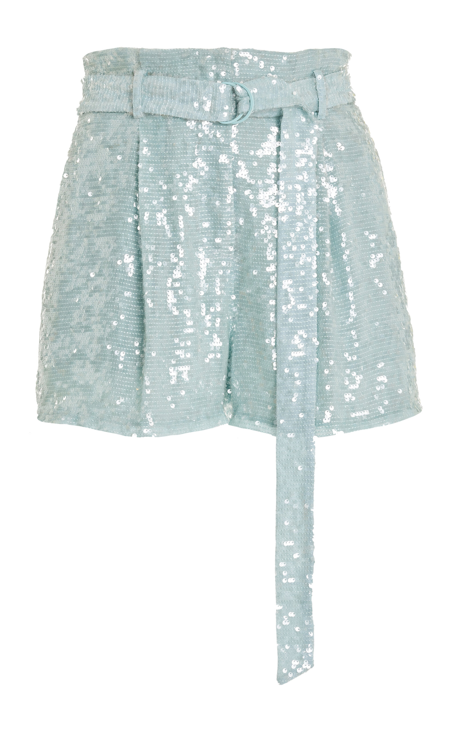 Lapointe Sequined High-rise Shorts In Light Blue