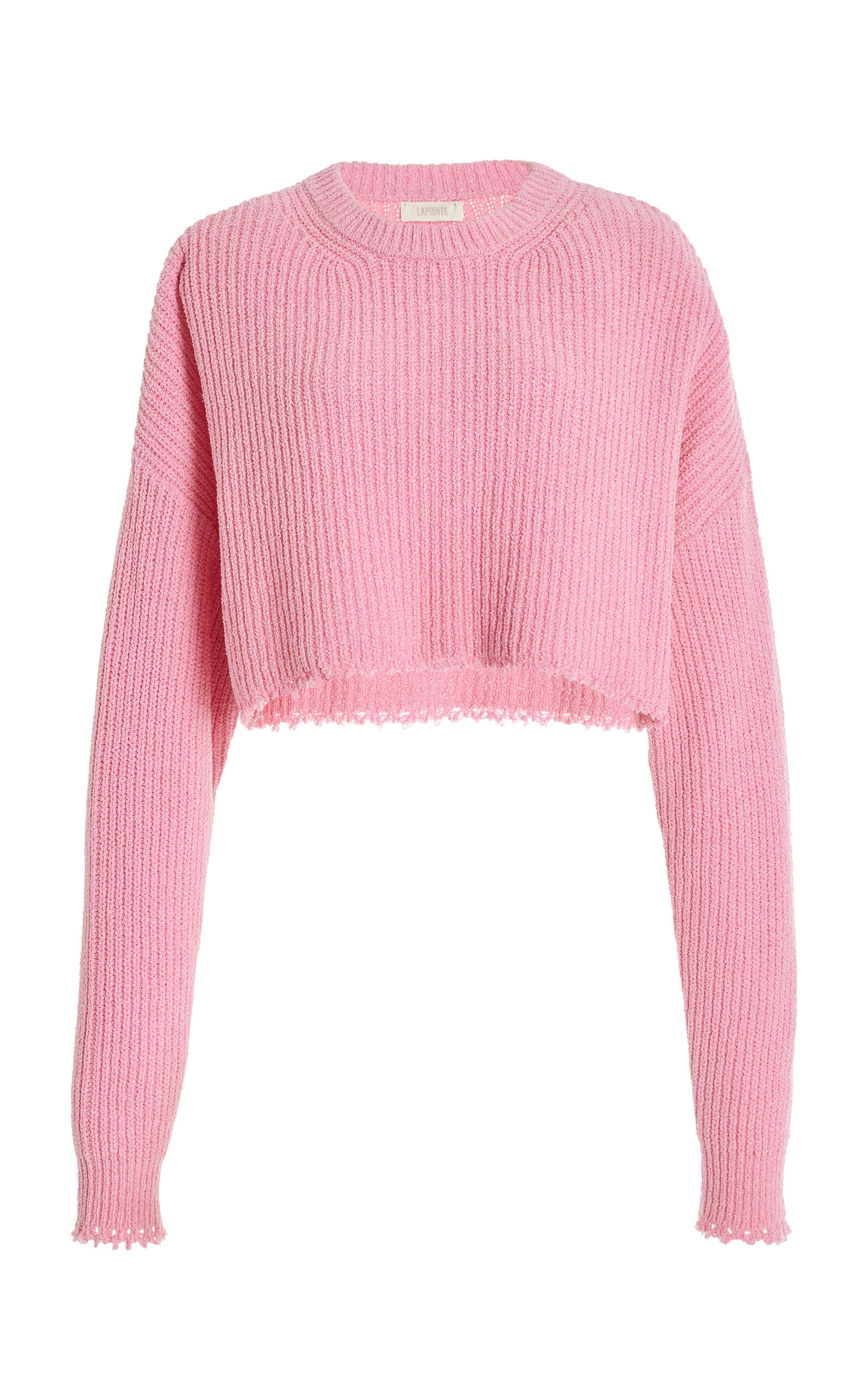 Lapointe Cropped Cotton-blend Knit Jumper In Pink