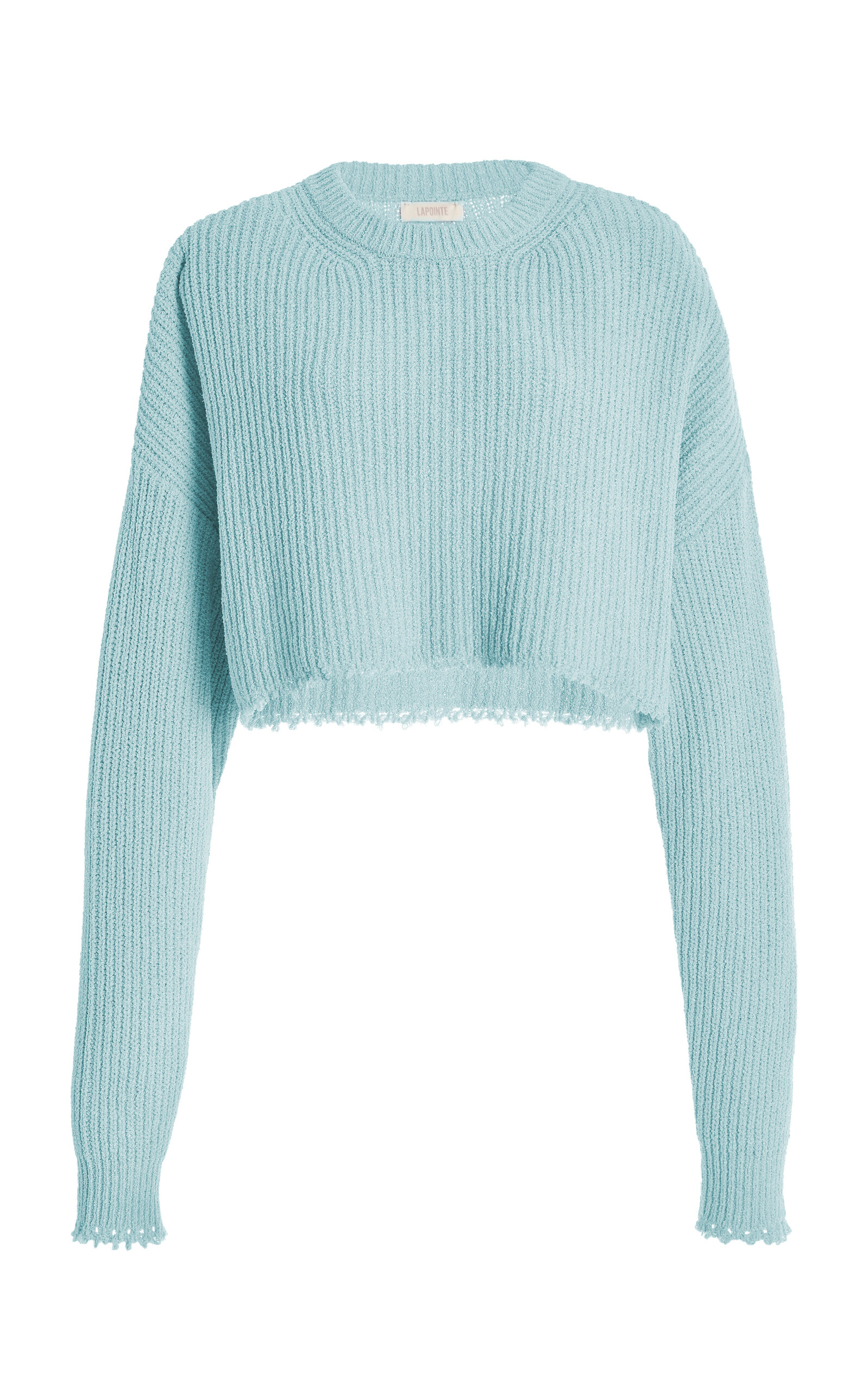 Lapointe Cropped Cotton-blend Knit Sweater In Light Blue