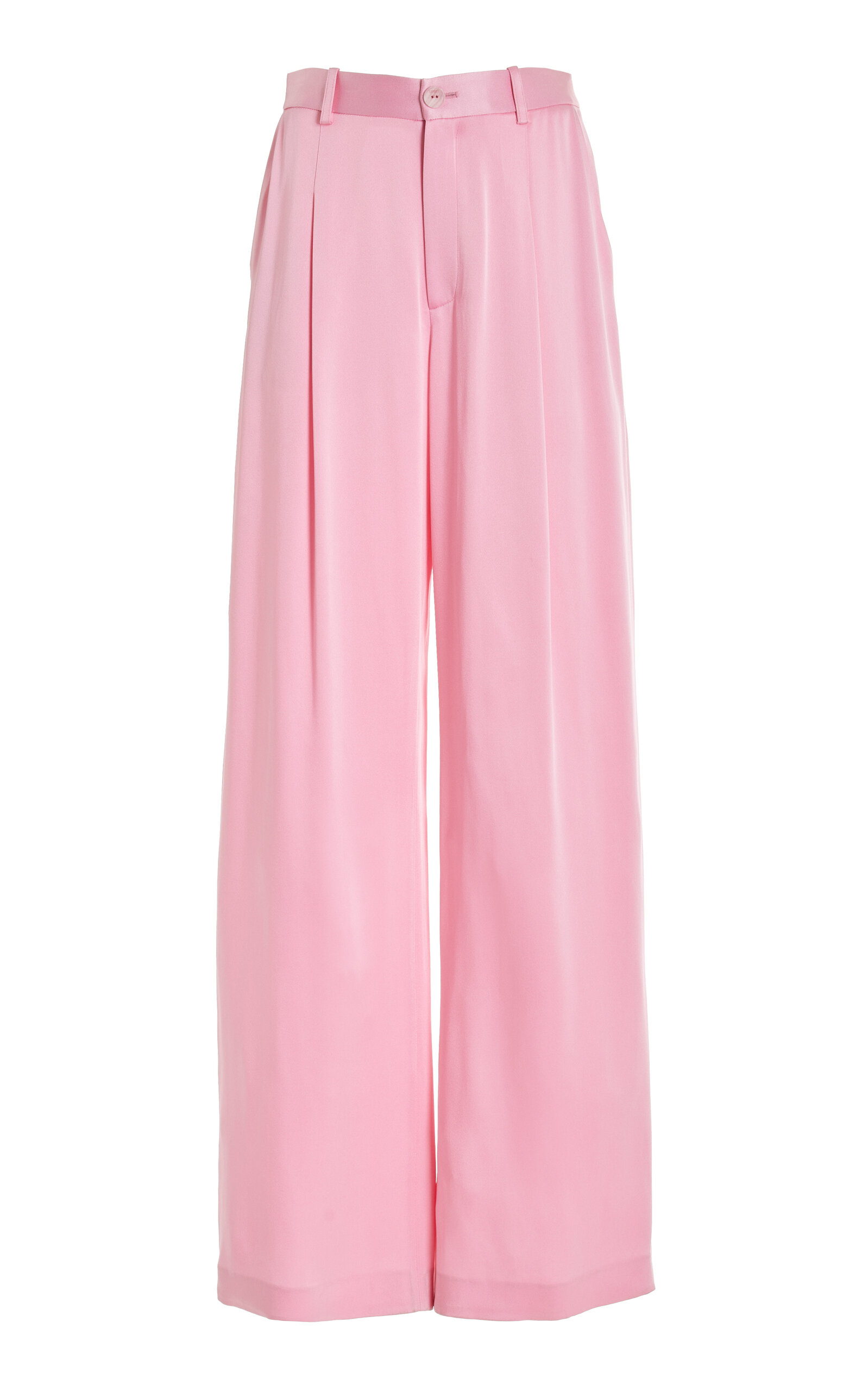 Lapointe Pleated Satin Wide-leg Pants In Pink