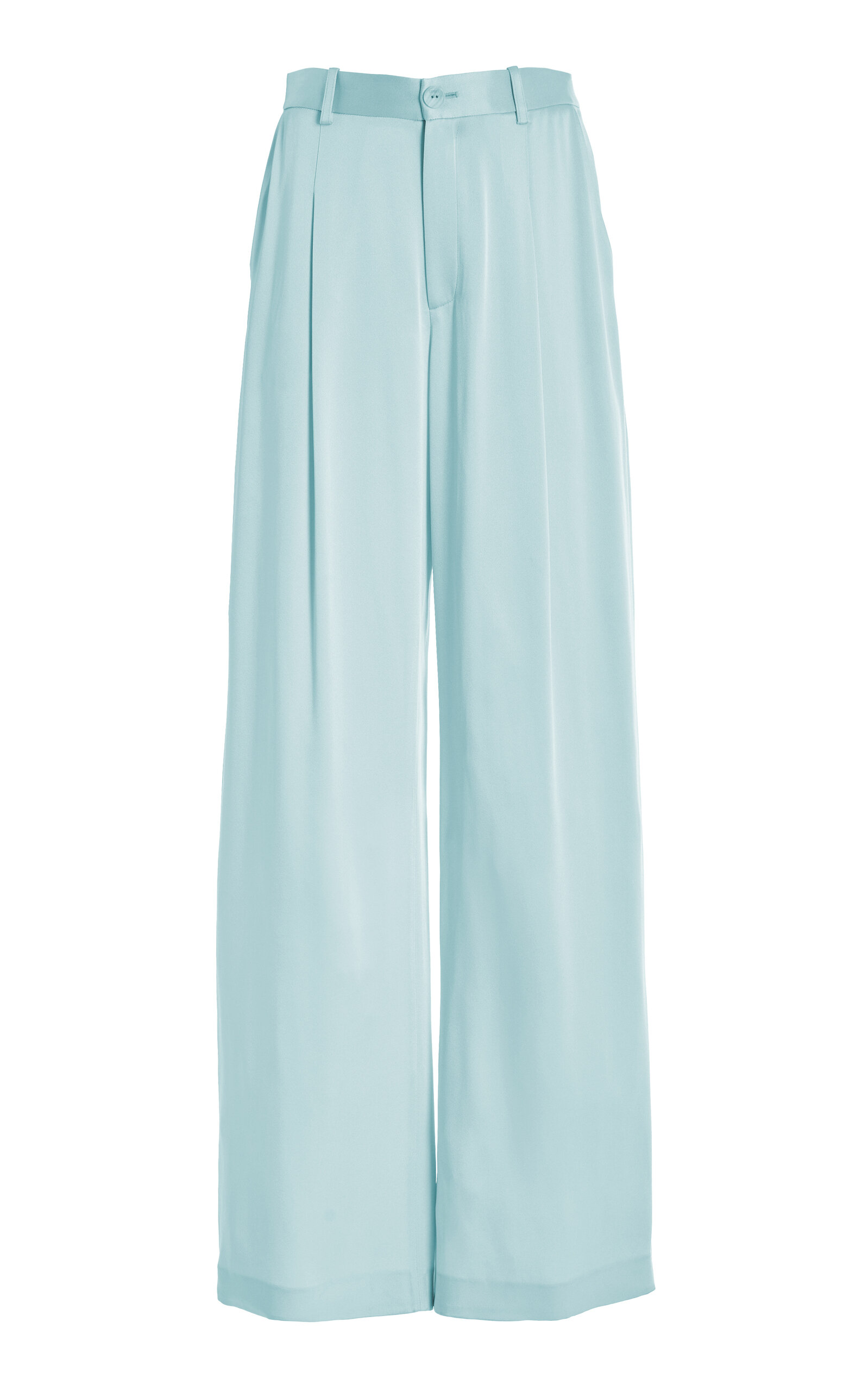 Lapointe Pleated Satin Wide-leg Pants In Light Blue