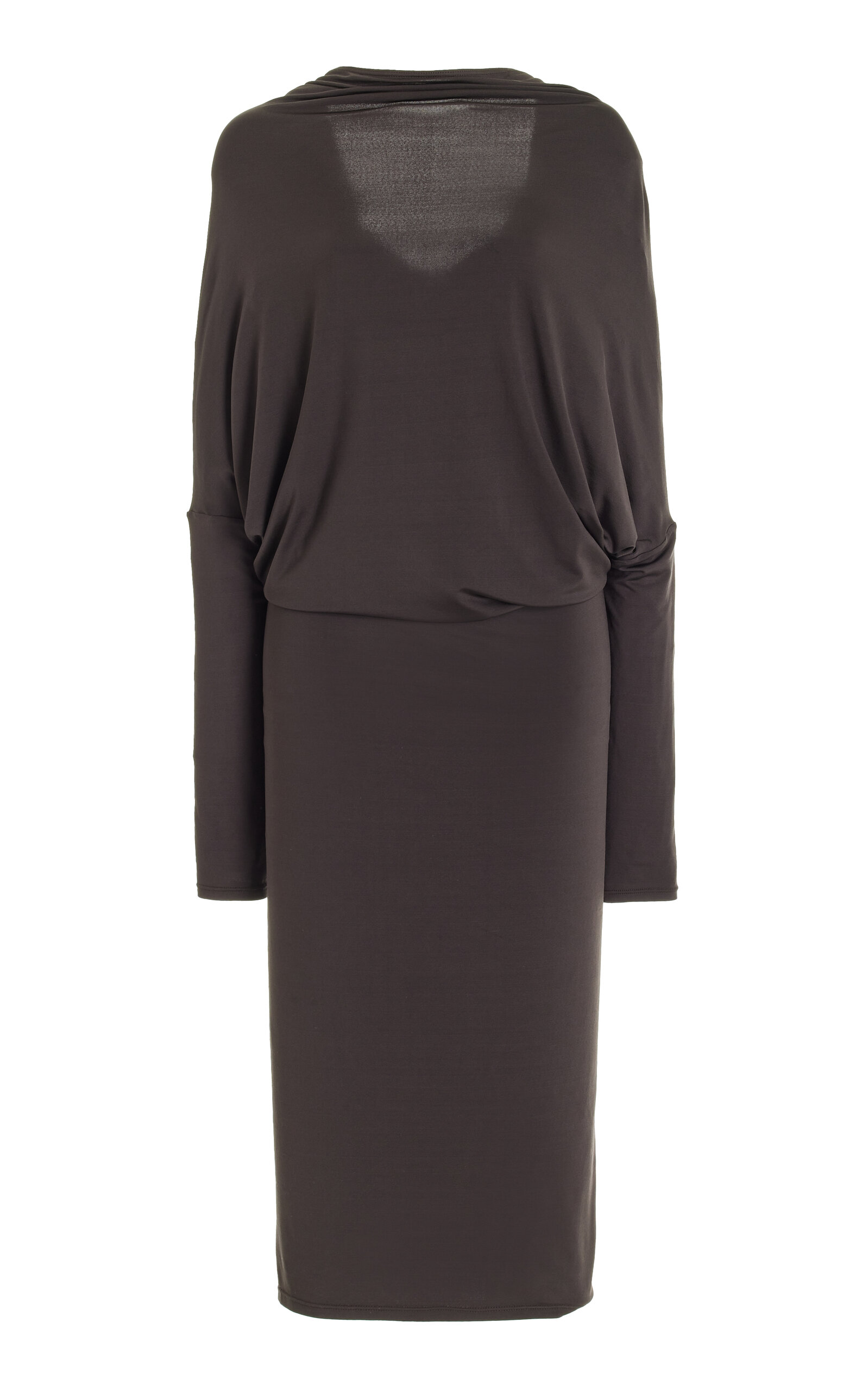 Lapointe Draped Low Back Jersey Dress In Brown