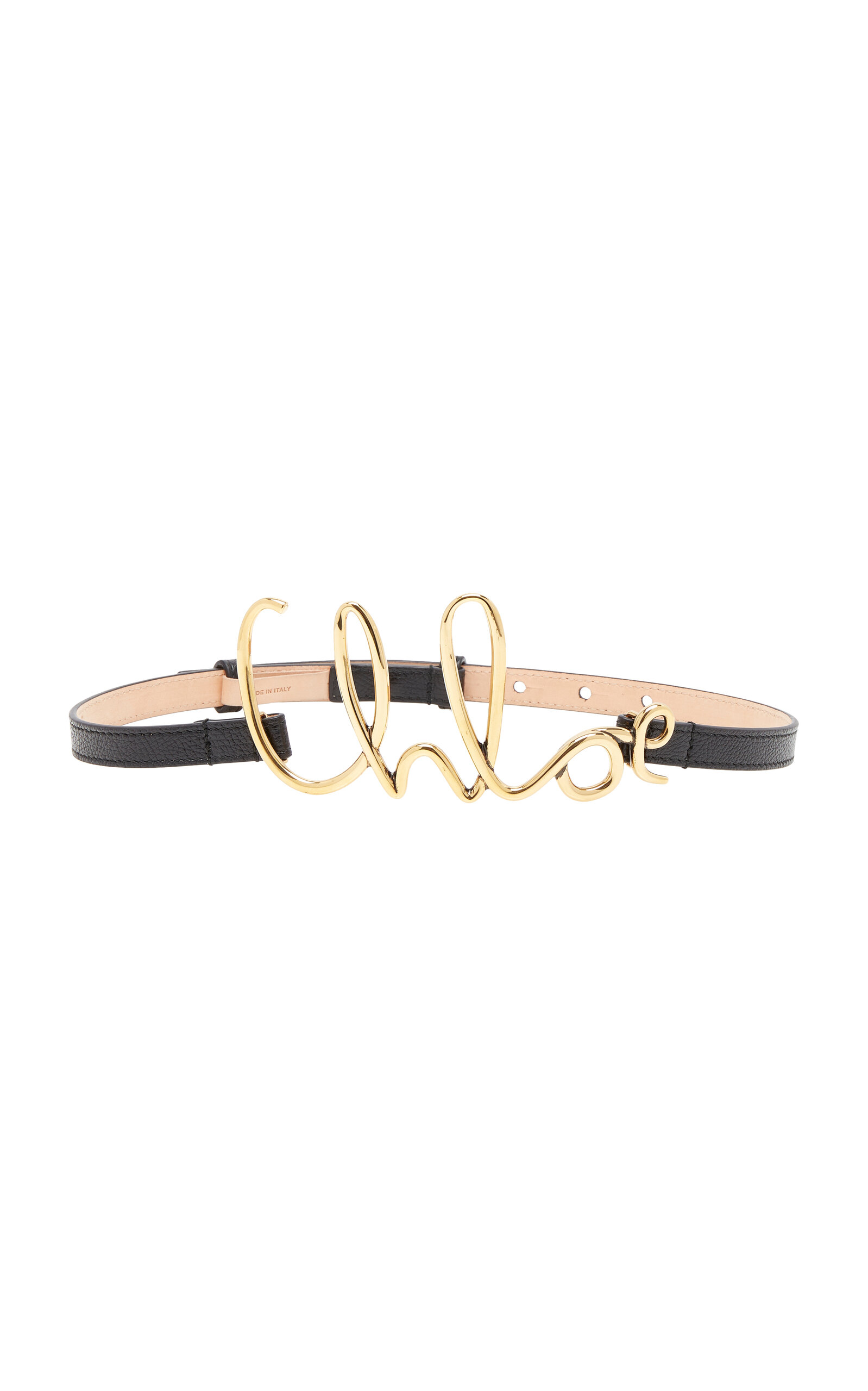 Chloé C Cursive Brass Leather Belt