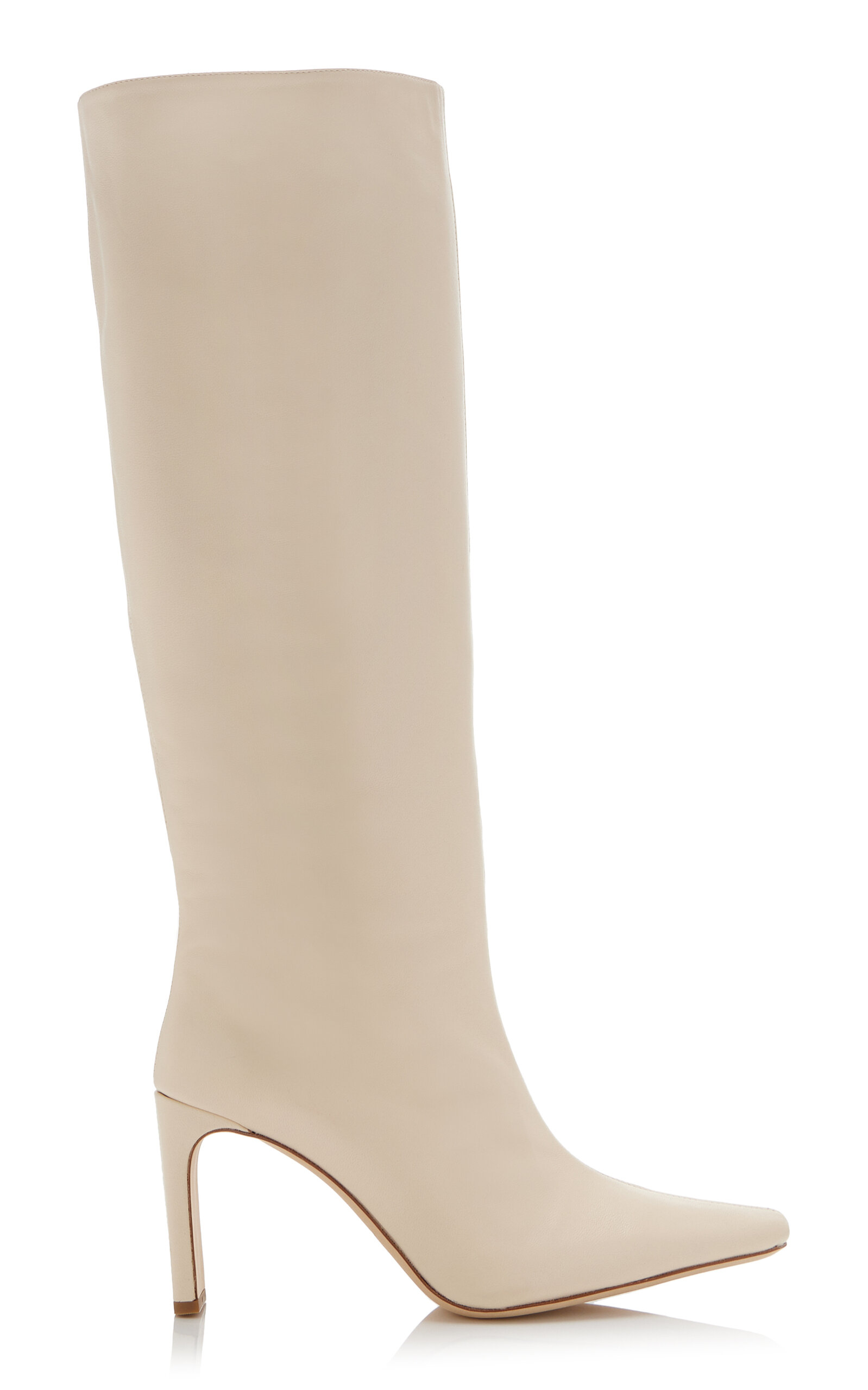 Shop Staud Wally Leather Knee Boots In White