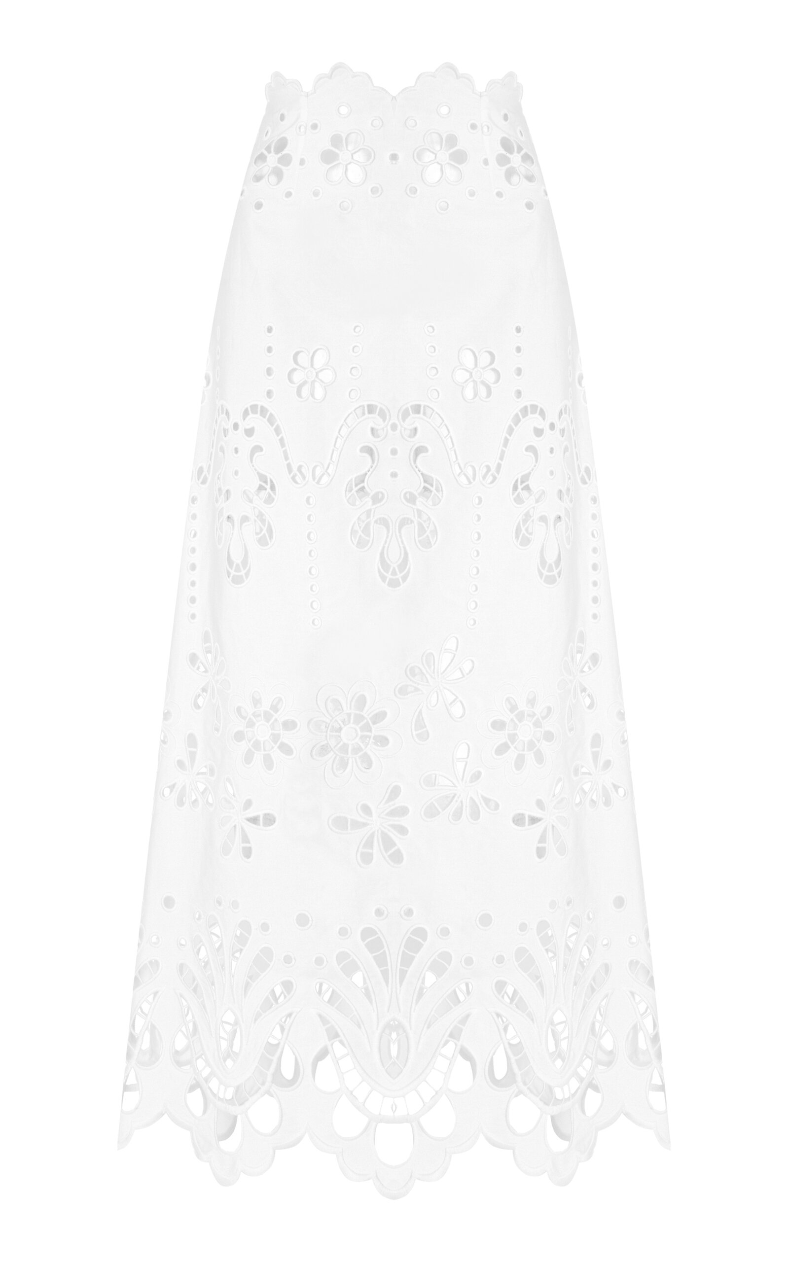 Shop Dolce & Gabbana Broderie Anglaise Cotton Maxi Skirt In White