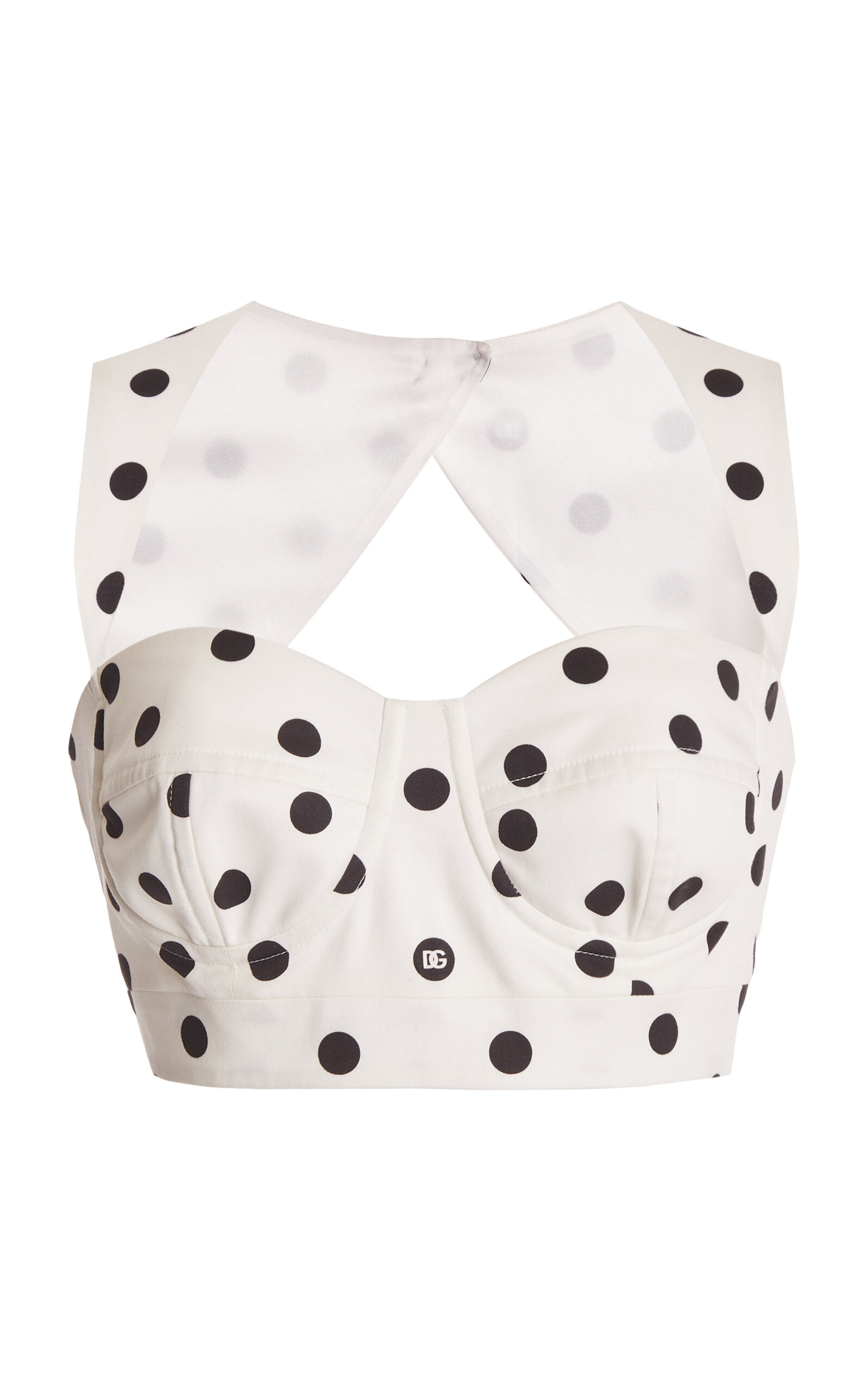 Shop Dolce & Gabbana Polka-dot Cotton-drill Top In White