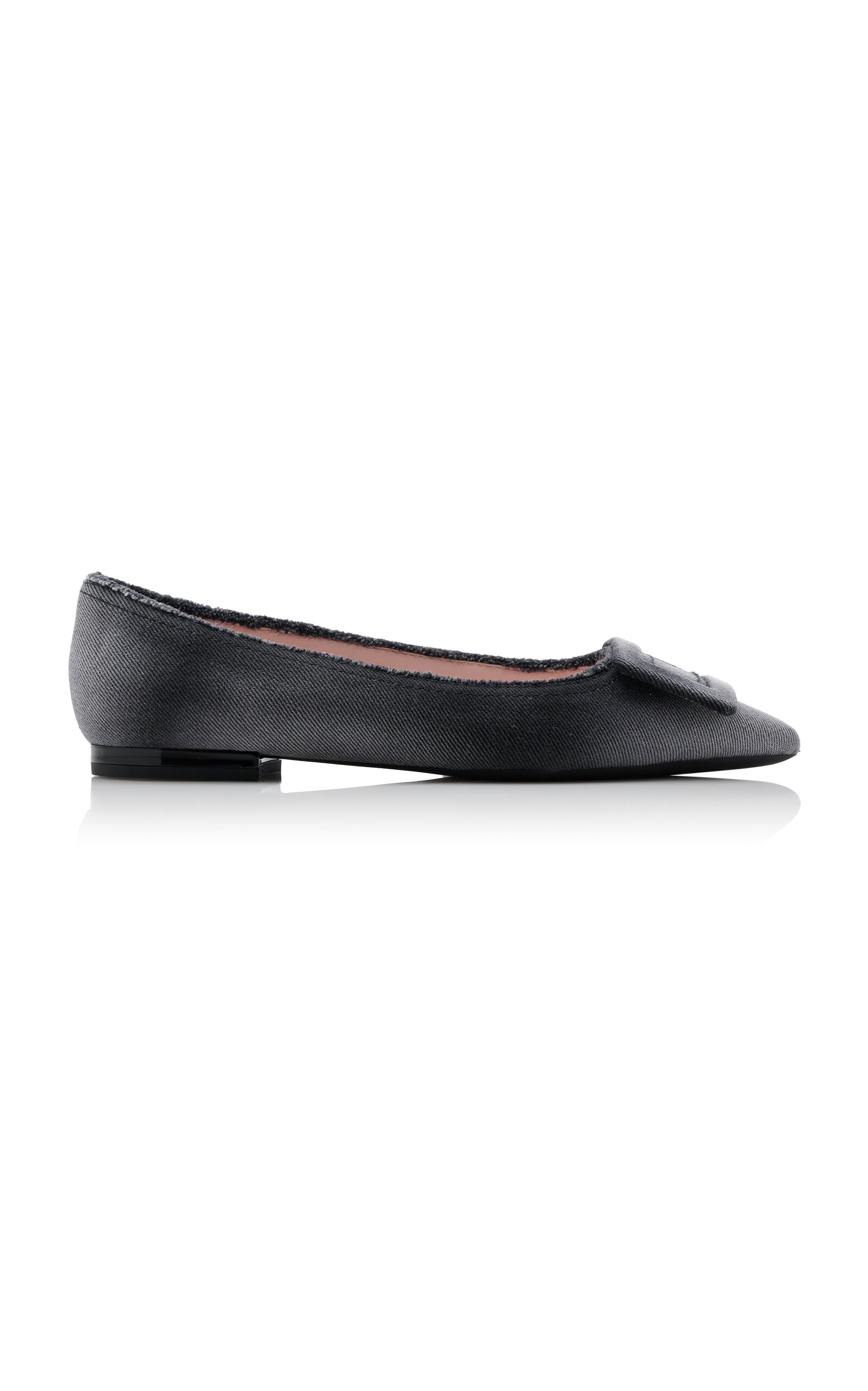 Roger Vivier Gommettine Raw Edge Denim Flats In Black