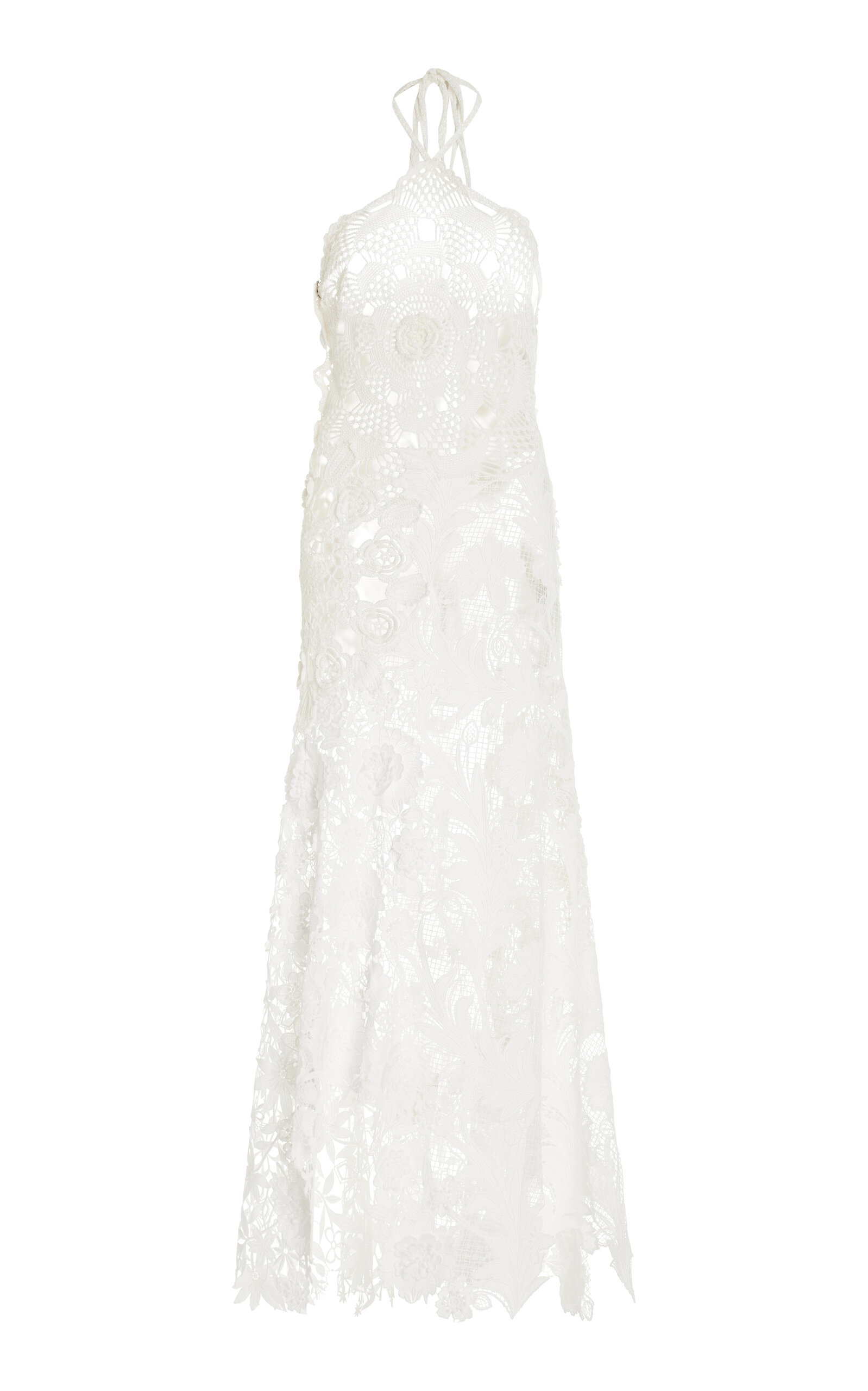 Oscar De La Renta Guipure-lace Crochet Cotton Maxi Dress In White