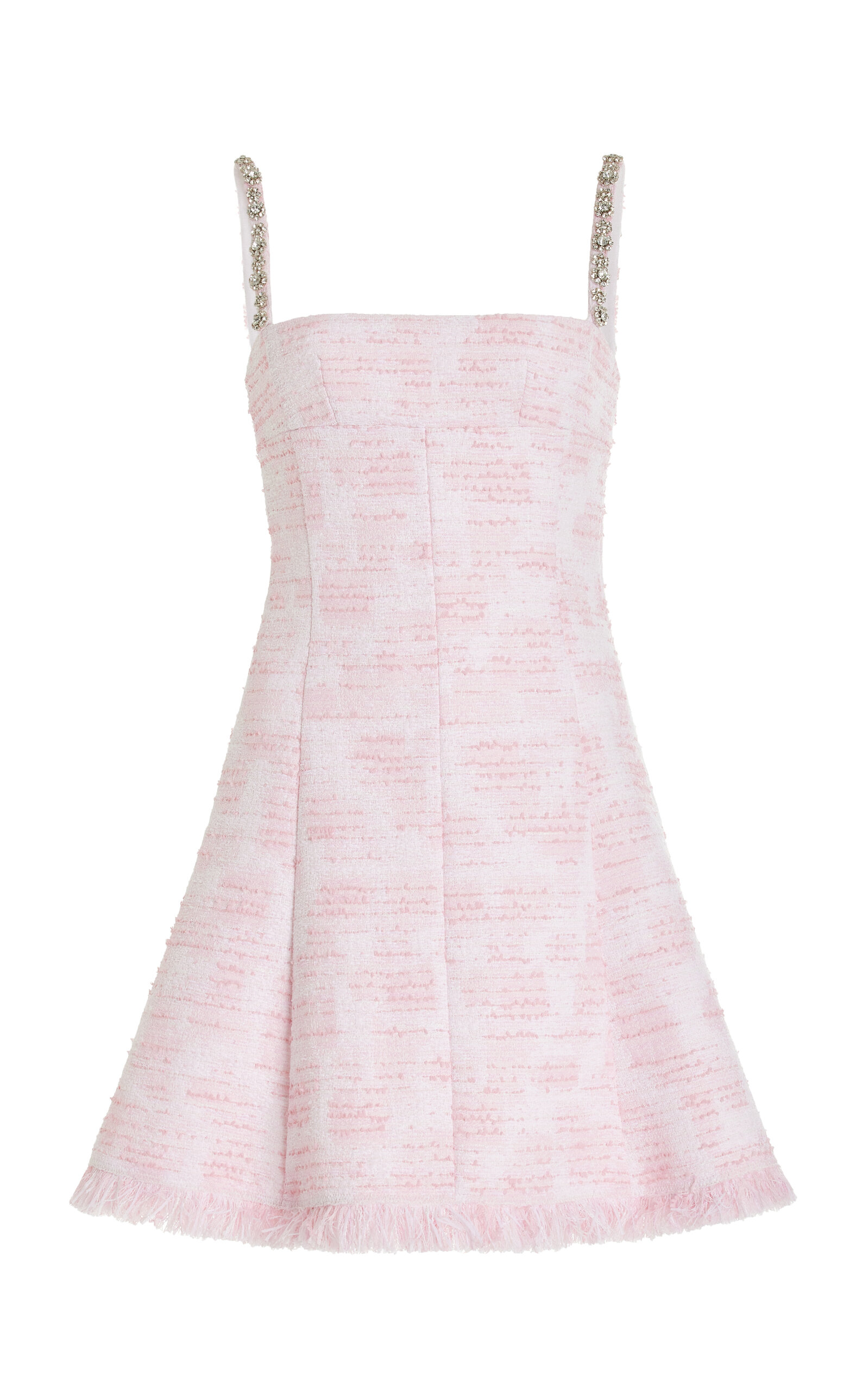 Oscar De La Renta Embellished Tweed Mini Dress In Light Pink