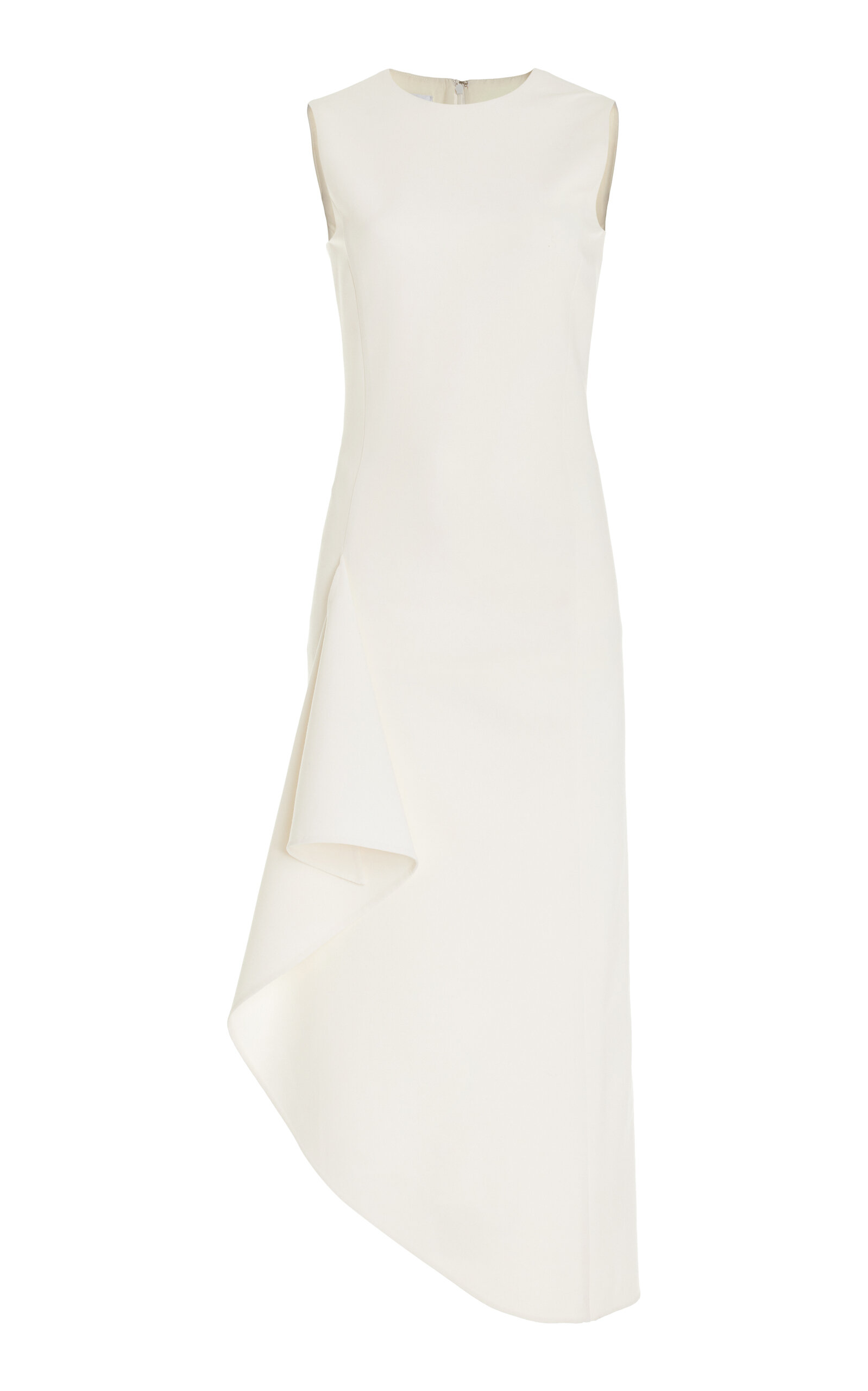 OSCAR DE LA RENTA Crystal-embellished wool-blend crepe midi dress