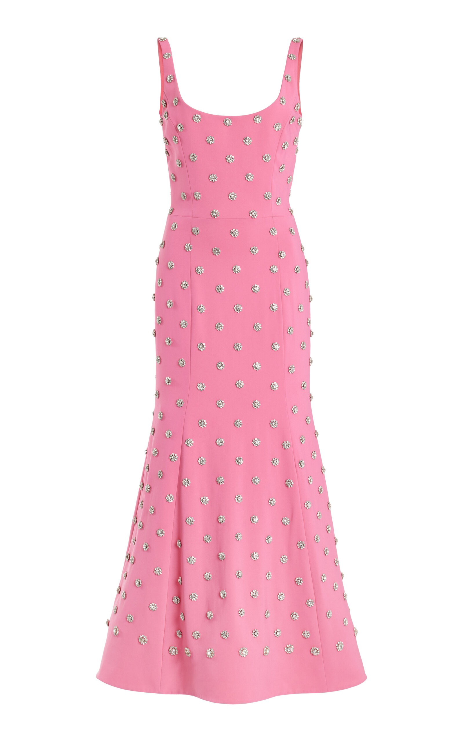 Oscar De La Renta Pearl-embellished Midi Dress In Pink