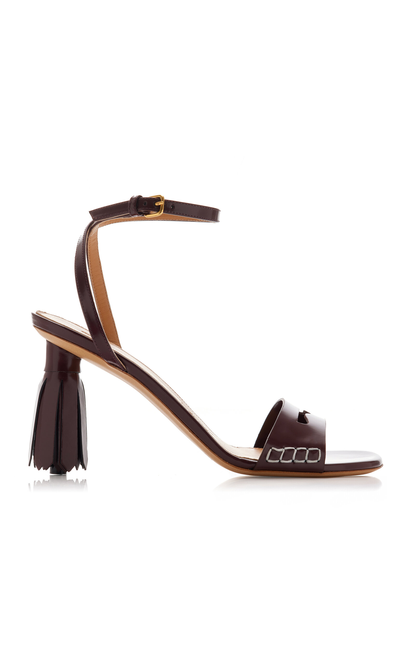 Shop Jw Anderson Tassel Patent Leather Sandals In Burgundy