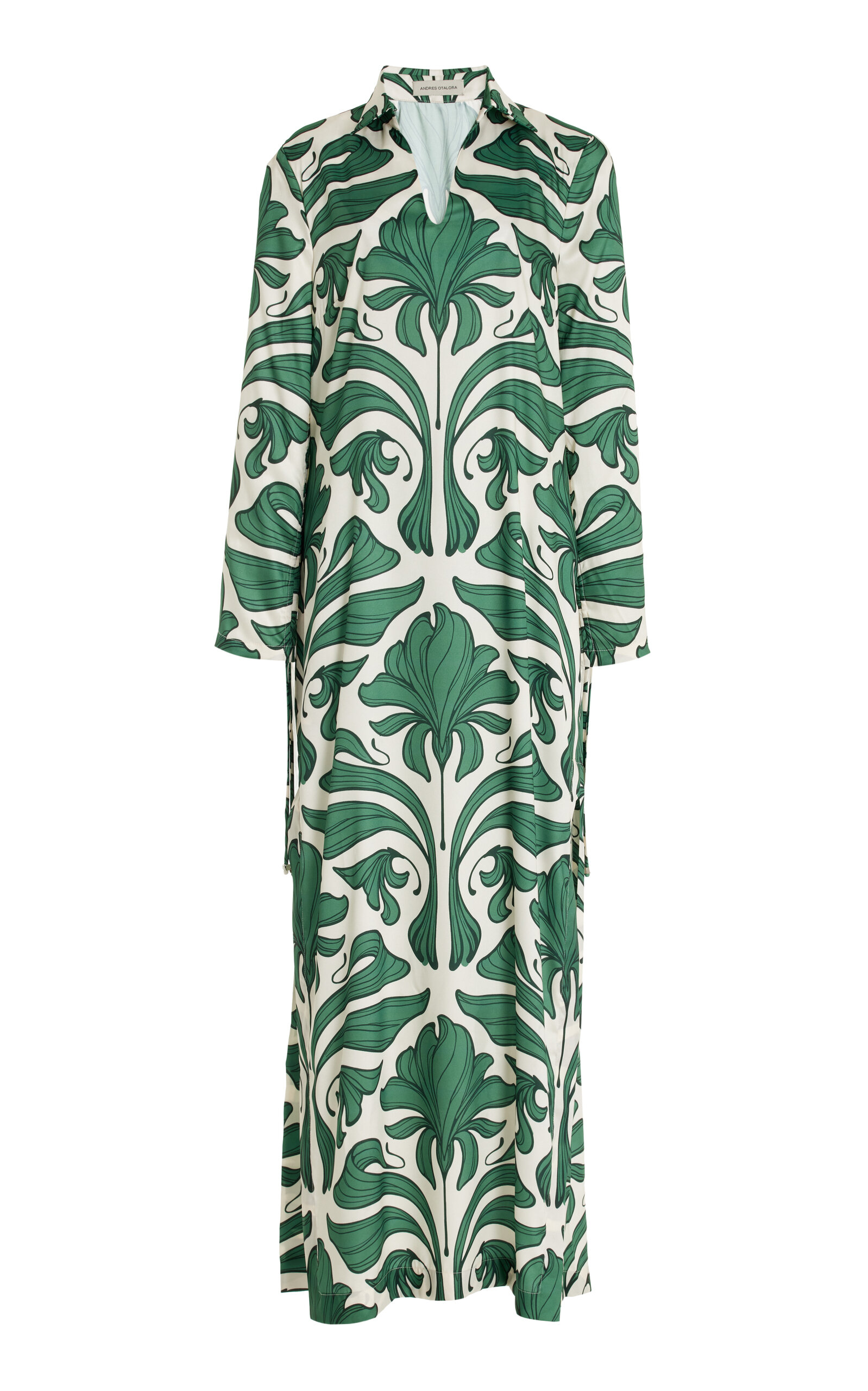 Andres Otalora Varadero Twill Tunic Maxi Dress In Green