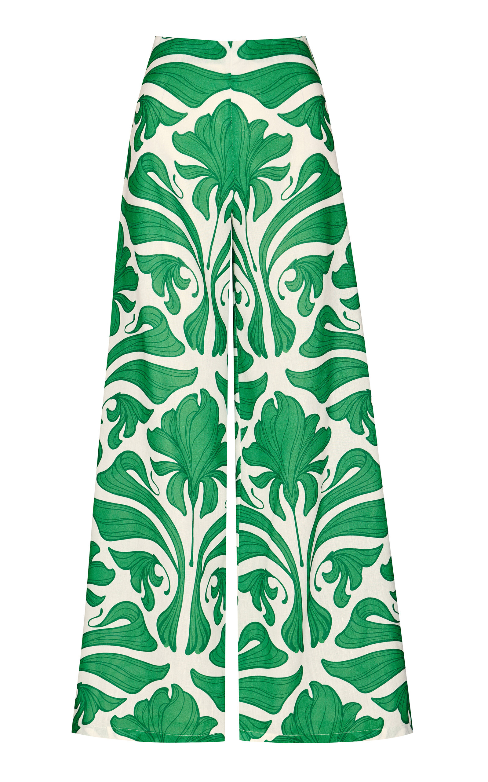 Andres Otalora Agua Clara High-rise Linen Wide-leg Pants In Green