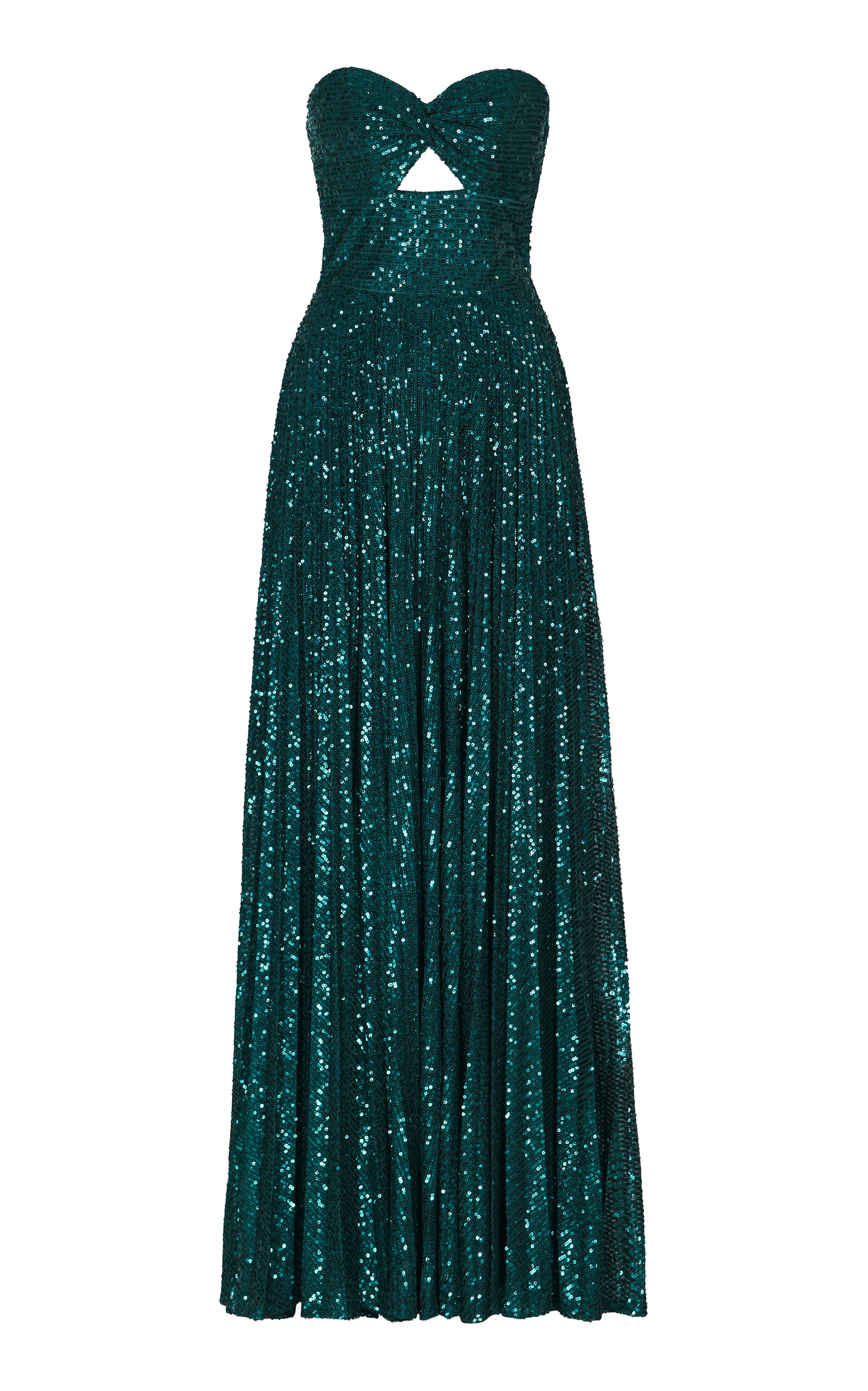 Andres Otalora Habaneras Sequined Maxi Dress In Green