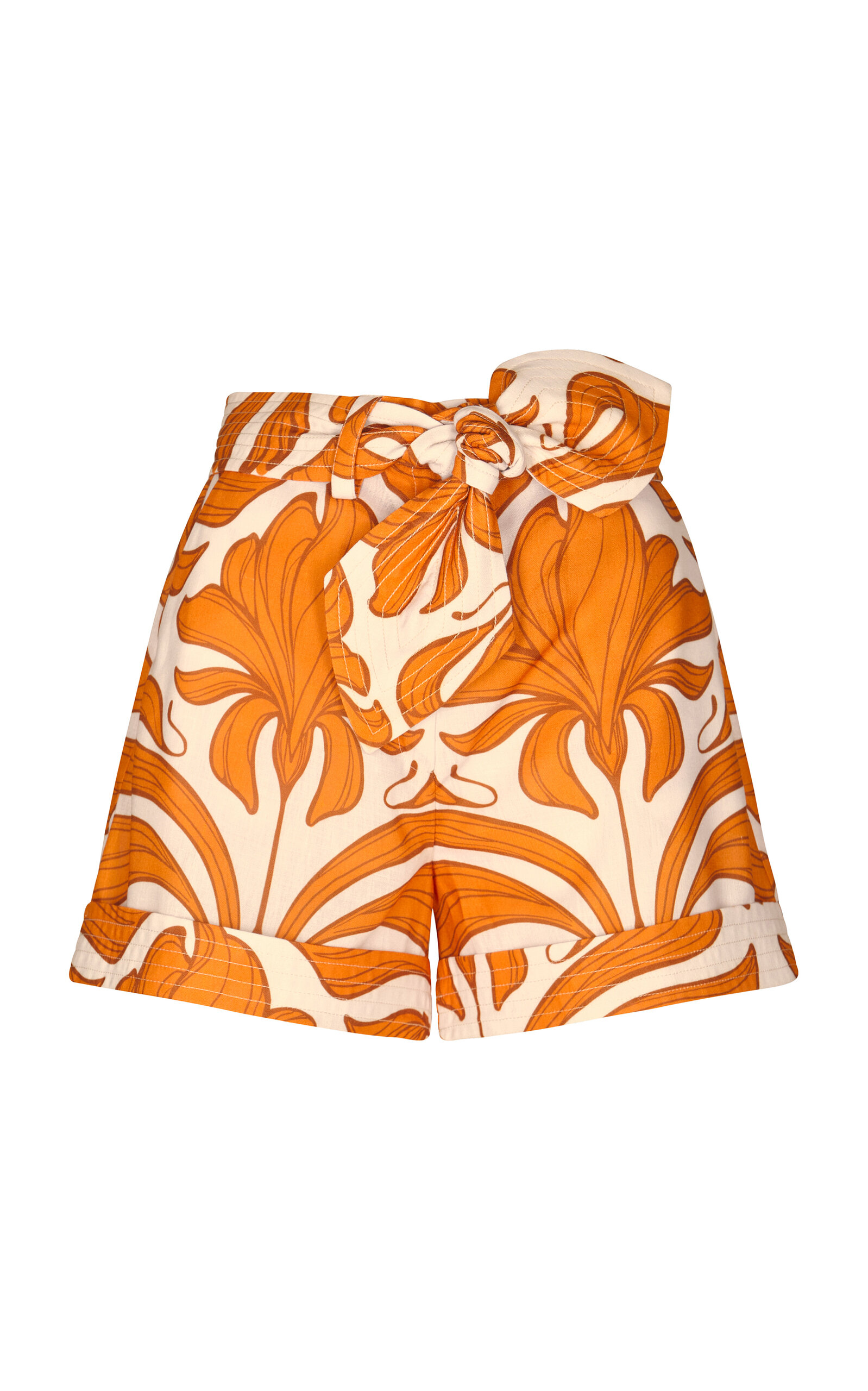 Andres Otalora Vedado Belted Linen Shorts In Tan