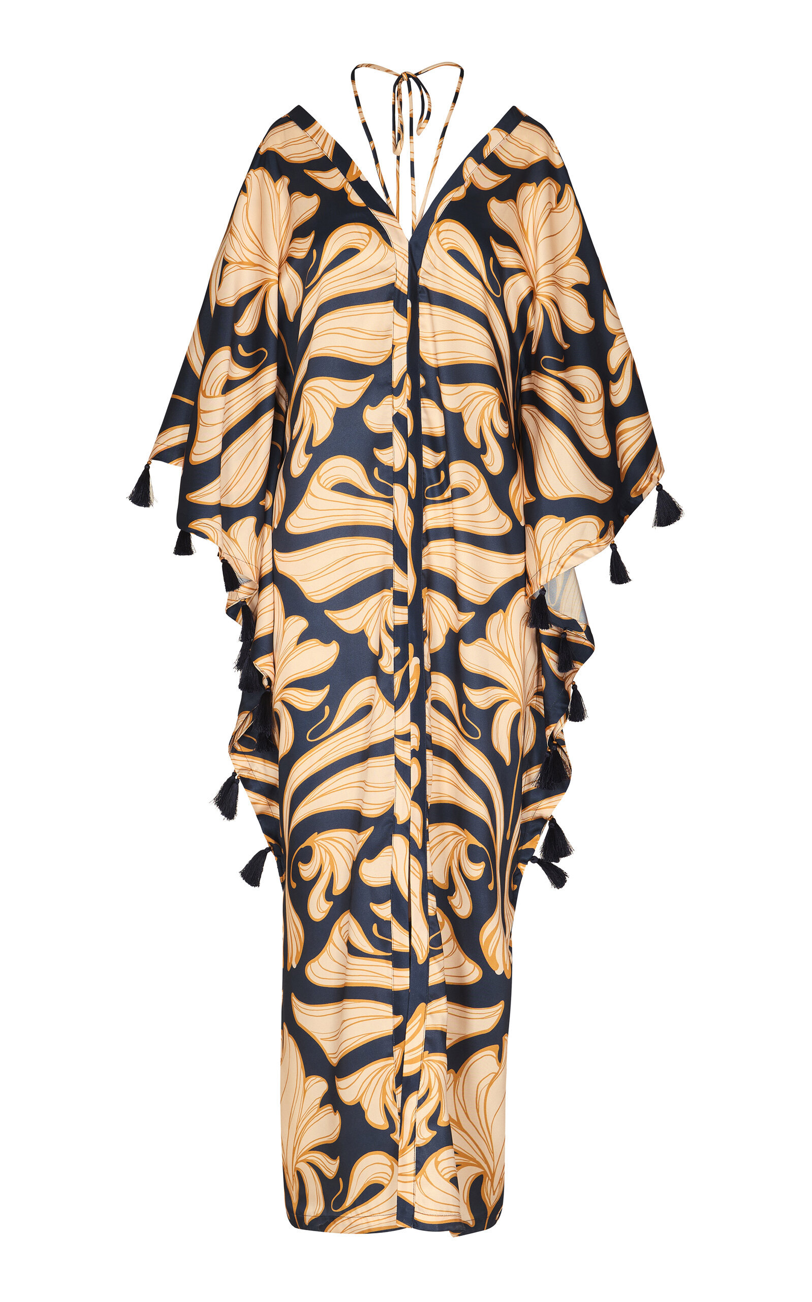 Andres Otalora Trinidad Tassel-embellished Twill Caftan In Tan