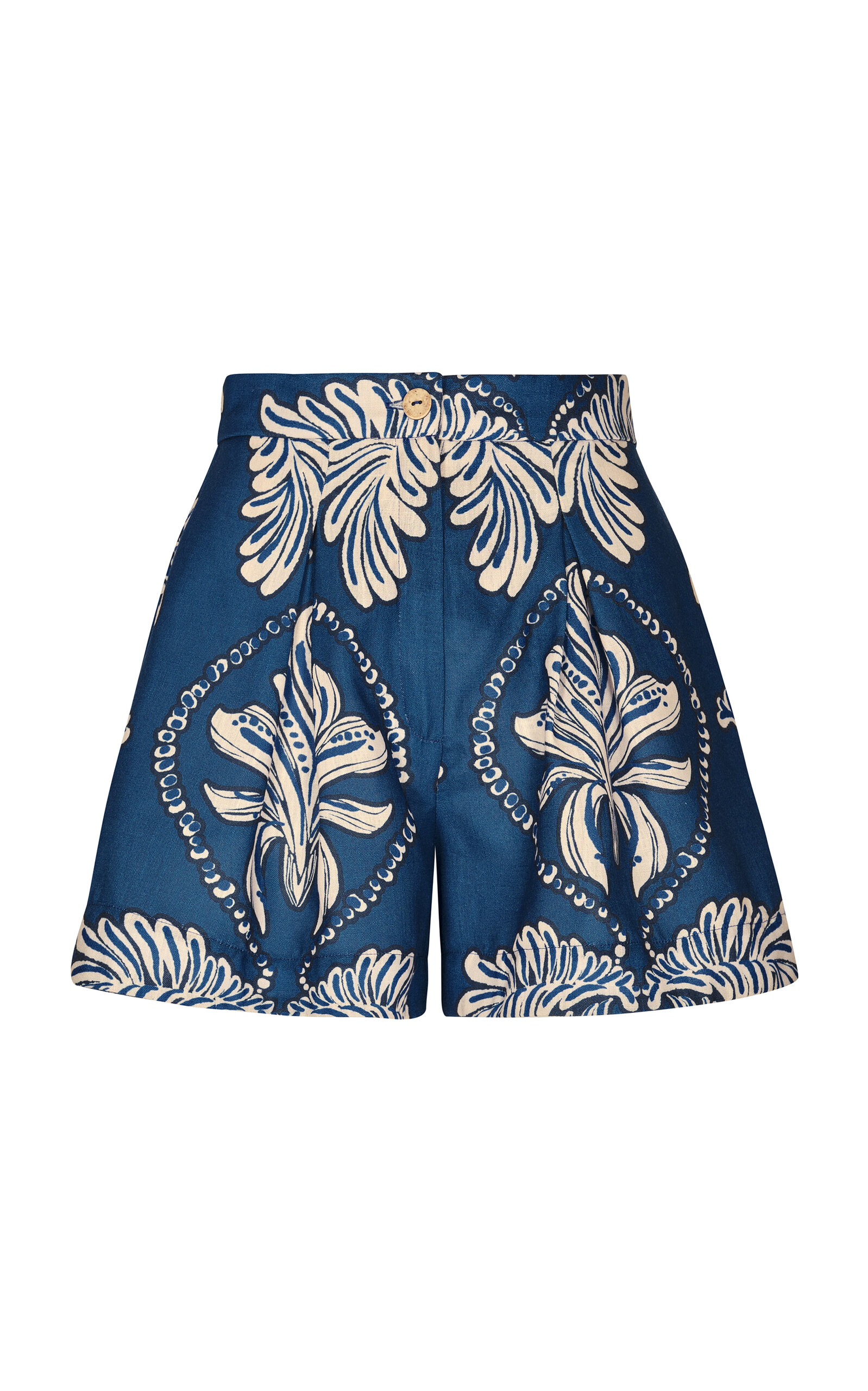 Andres Otalora Guagua Pleated Linen Shorts In Blue