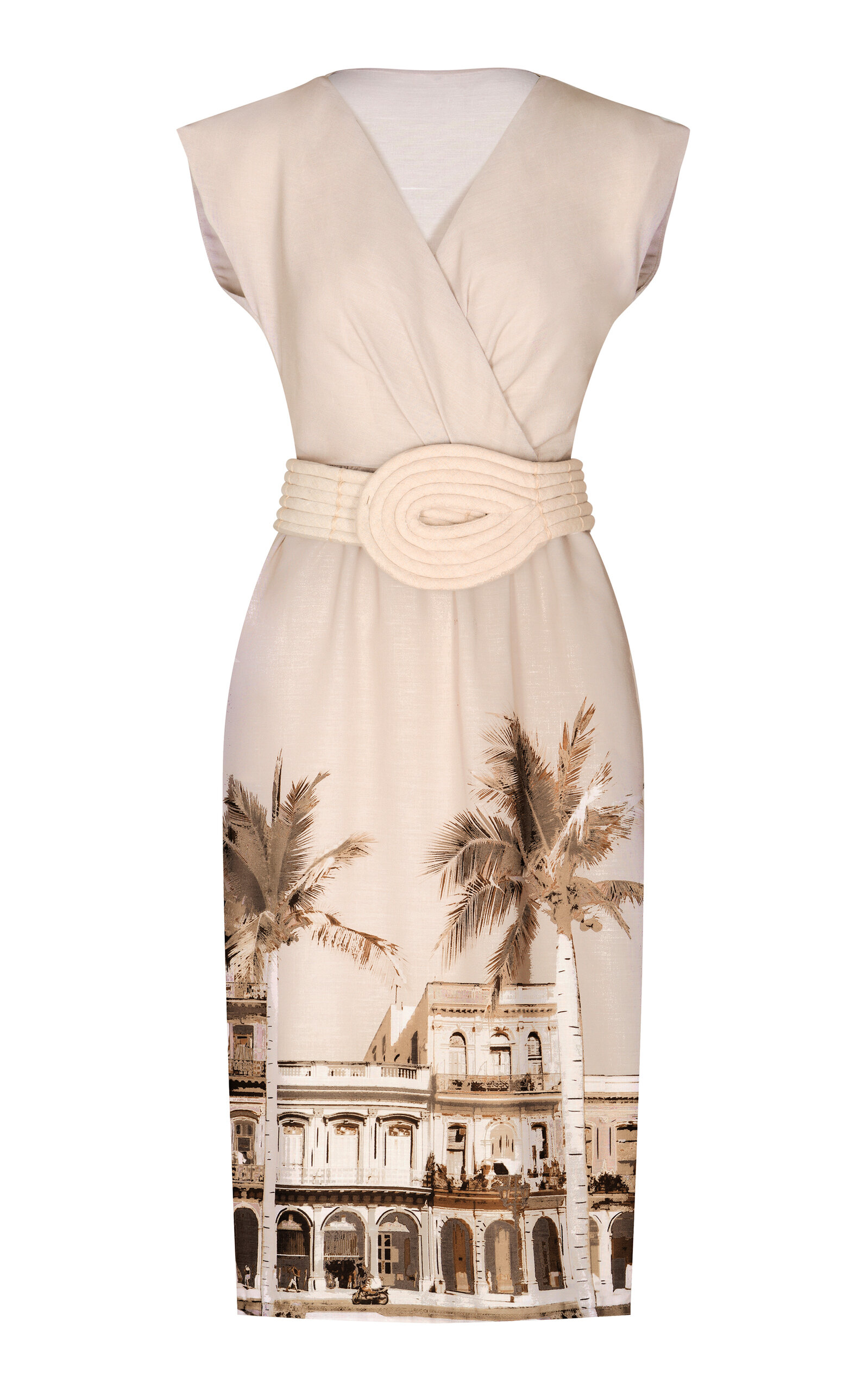 Andres Otalora Casa Natal Wrapped Linen Midi Dress In Off-white