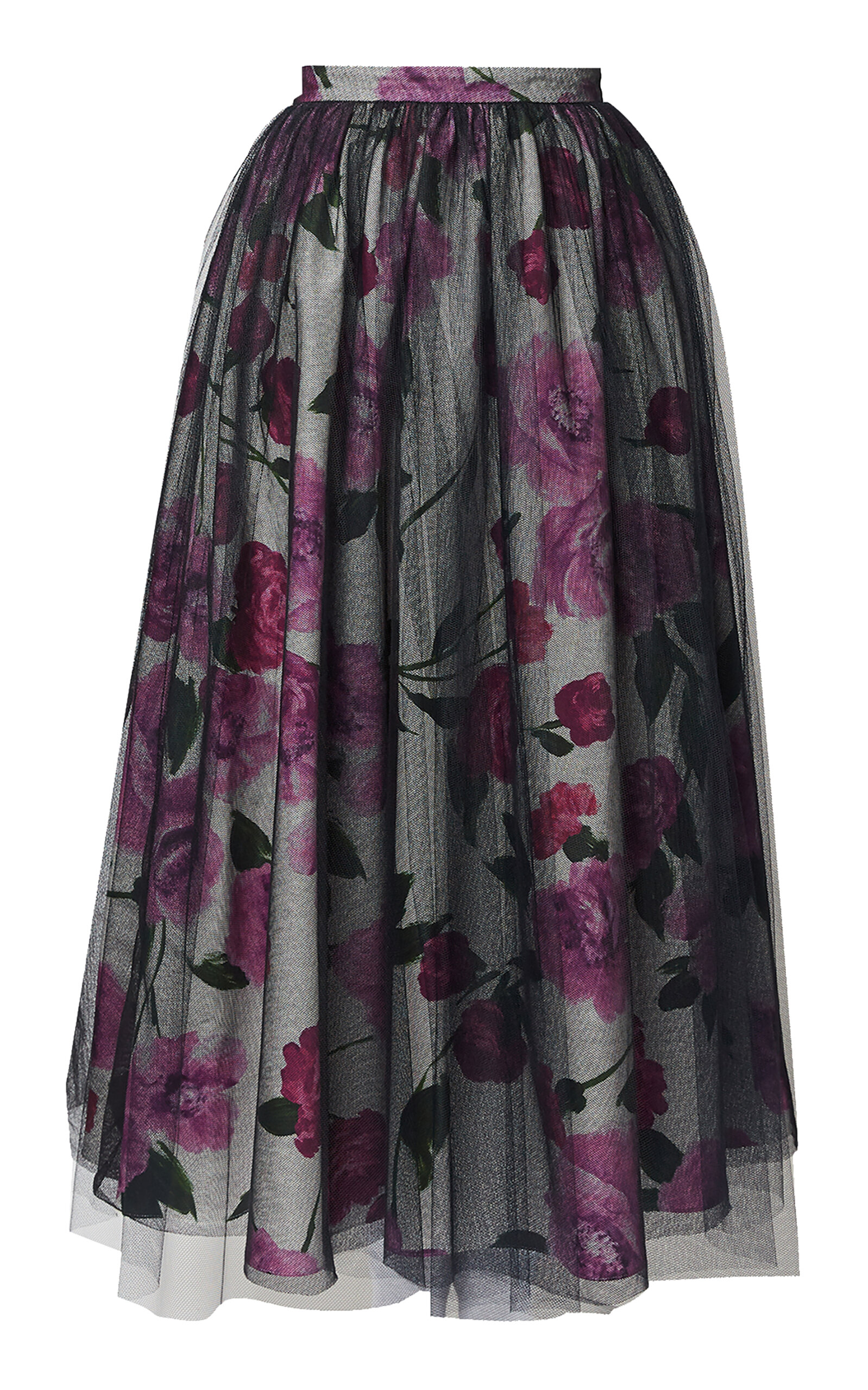 Cotton Tulle A-Line Midi Skirt