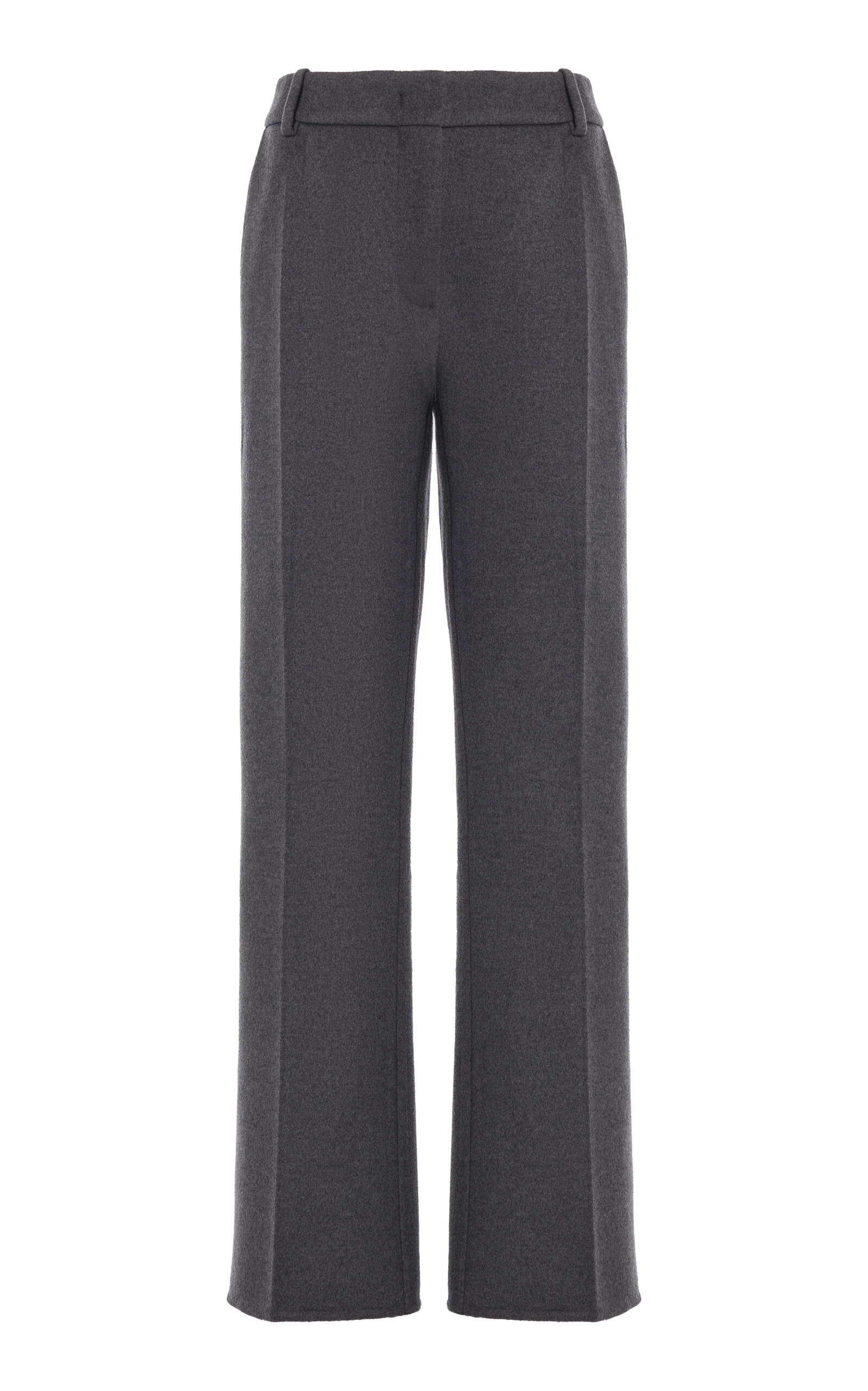 Valentino Mid-rise Wool-cashmere Flared Pants In Dark Grey