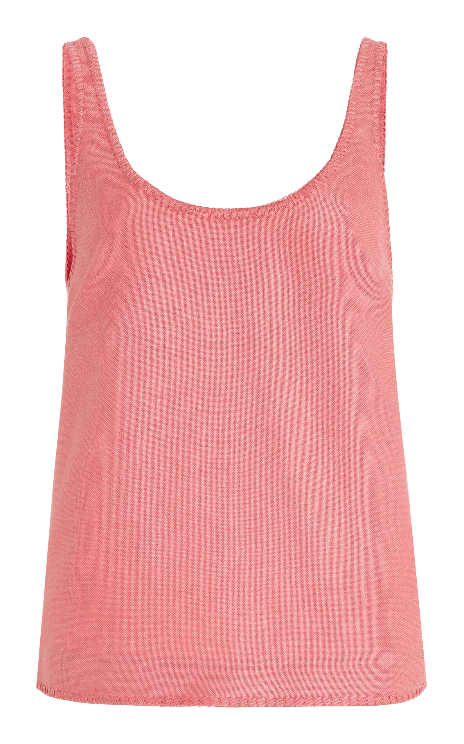 Shop Gabriela Hearst Muriel Top-stitched Silk-wool Top In Pink