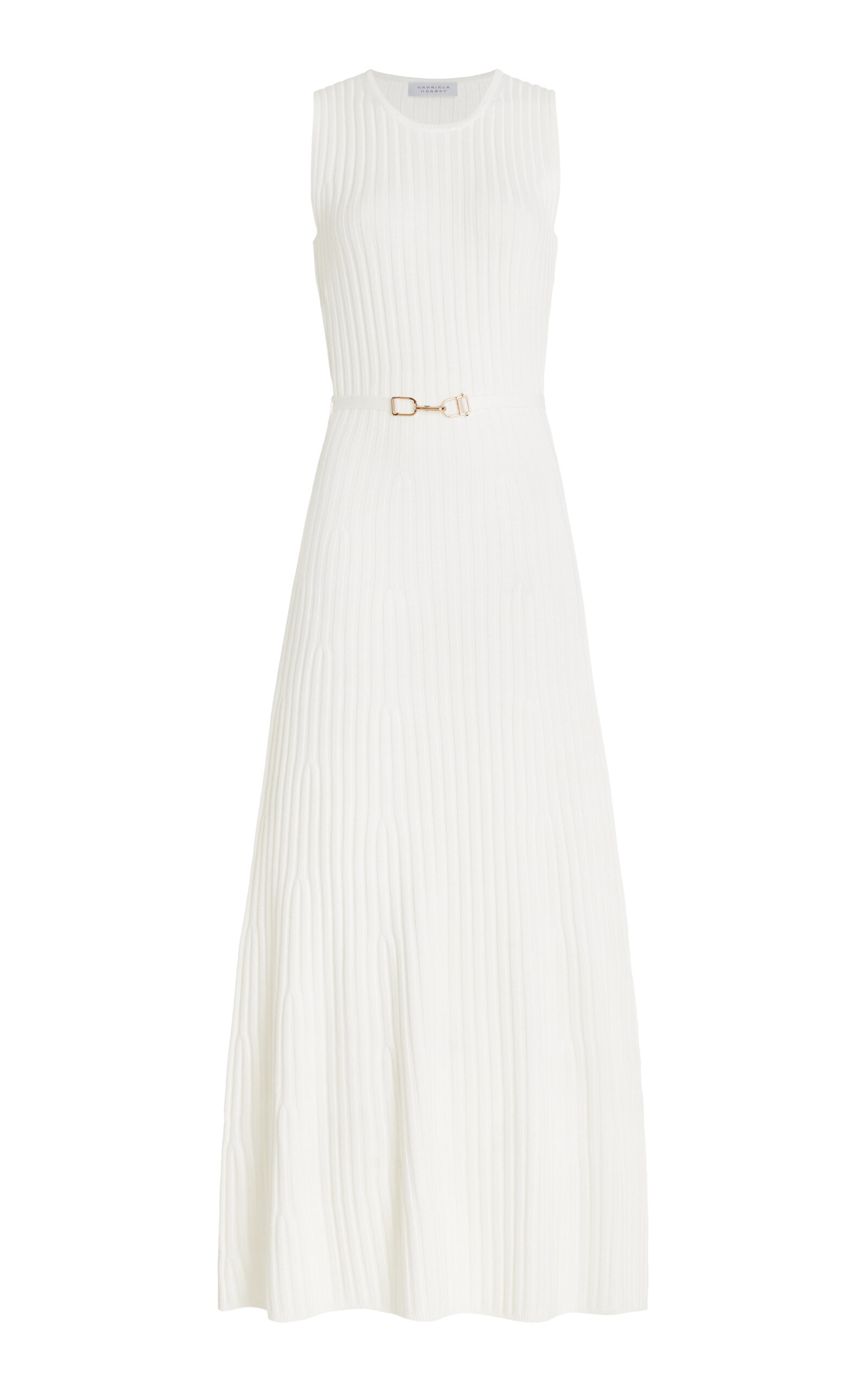 Shop Gabriela Hearst Meier Belted Wool-cashmere Midi Dress In Ivory