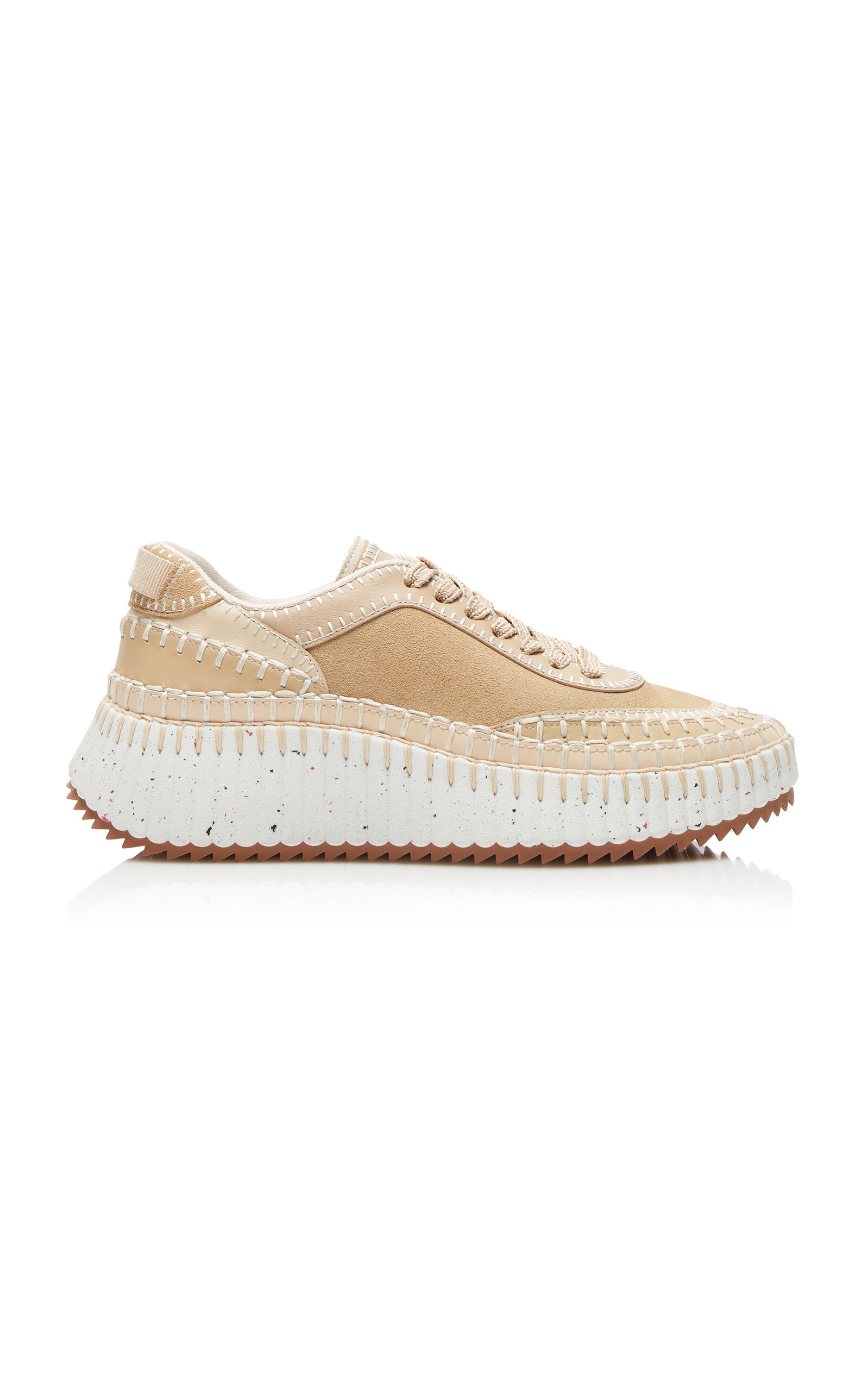 Shop Chloé Nama Suede Platform Sneakers In Tan