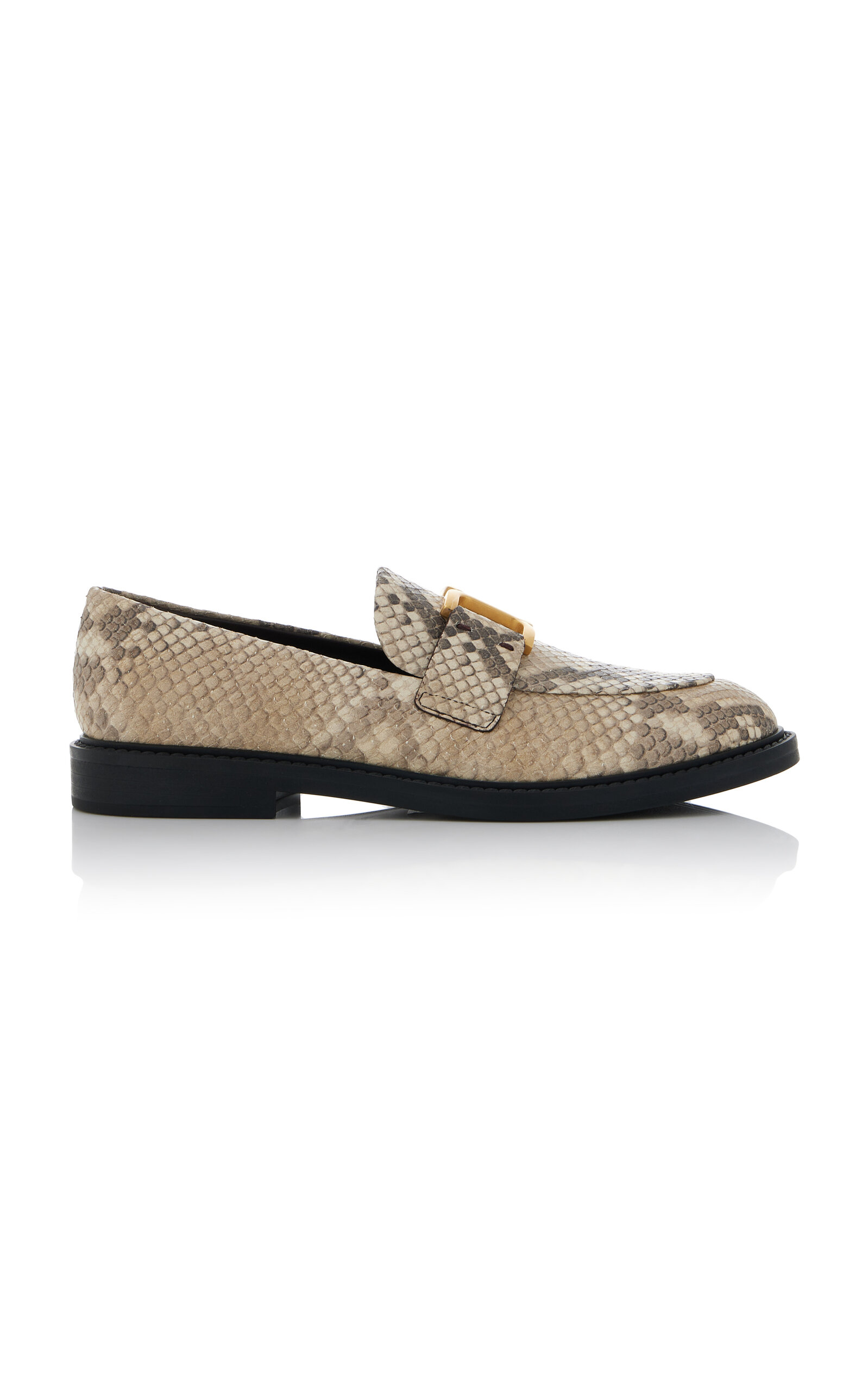 Shop Chloé Marcie Snake-effect Leather Loafers In Animal