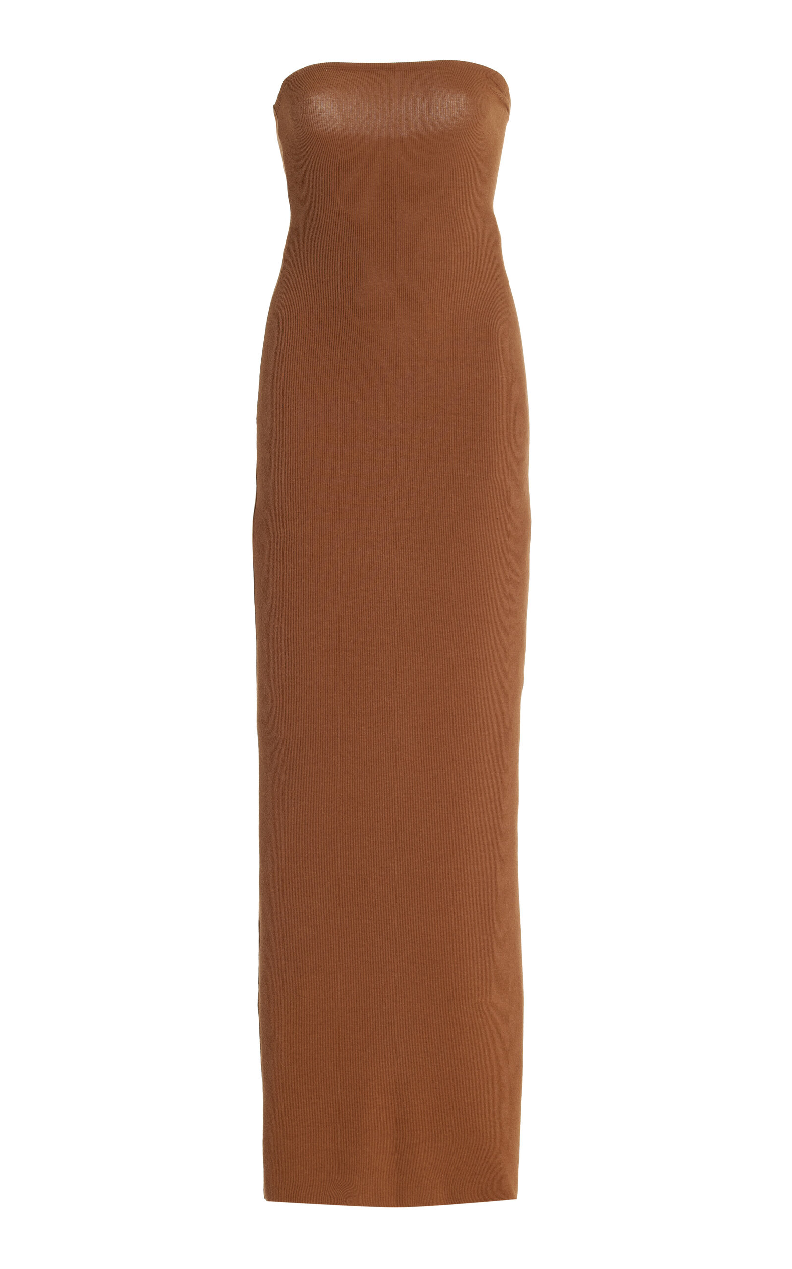 Shop Éterne Jersey Maxi Tube Dress In Brown