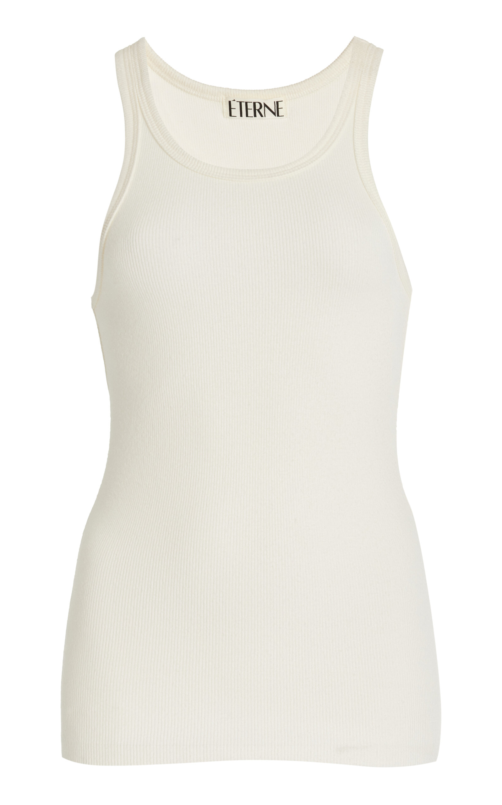 High-Neck Fitted Jersey Tank Top