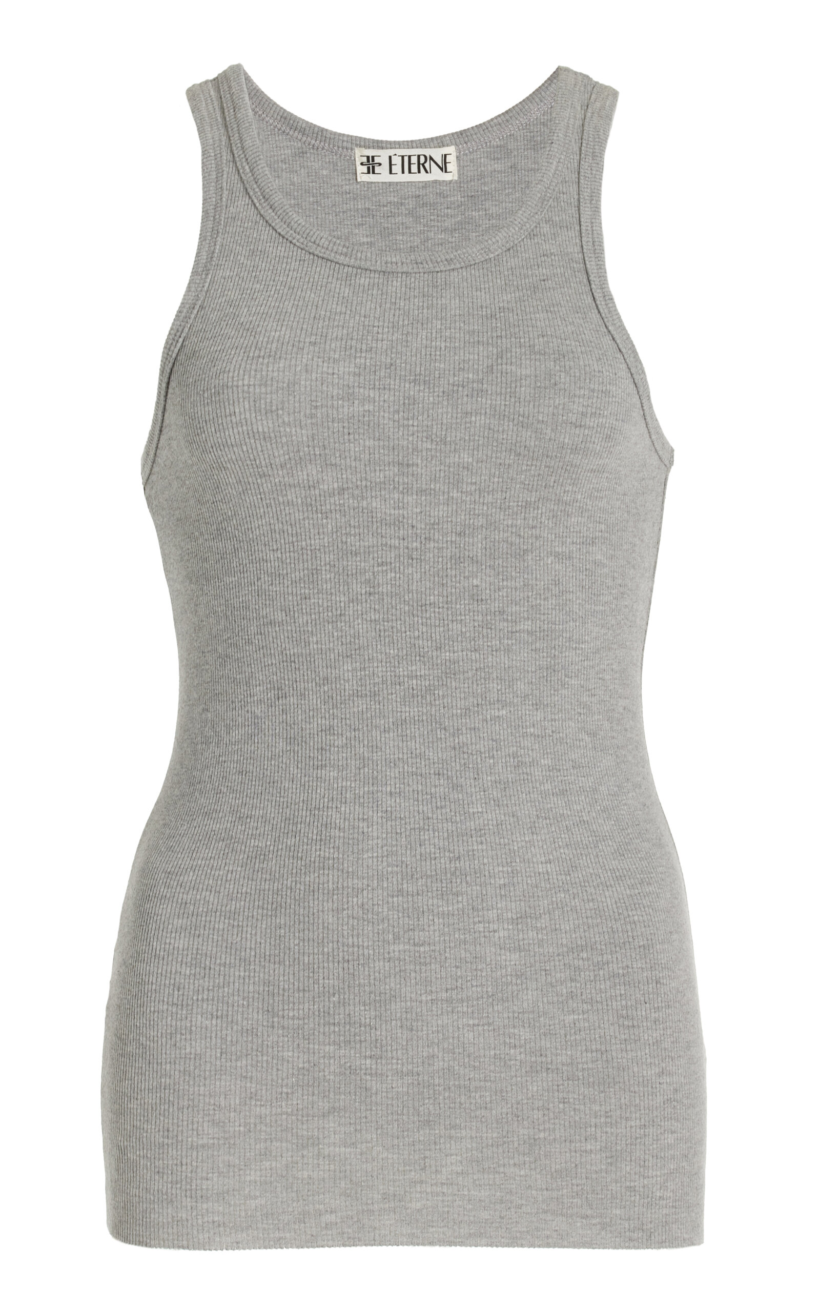 Shop Éterne High-neck Fitted Jersey Tank Top In Grey