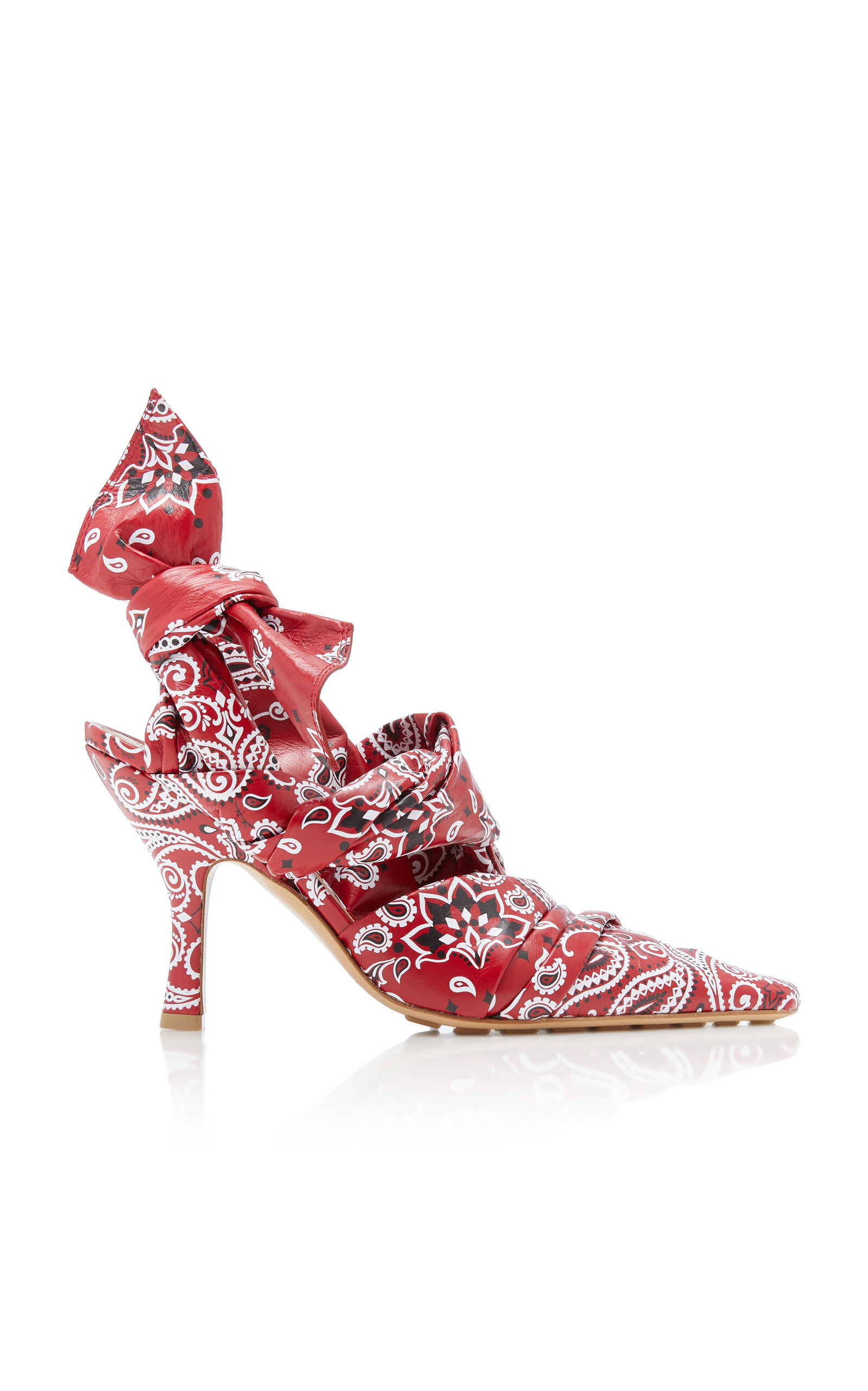 Shop Bottega Veneta Bunnie Bandana Leather Slingback Pumps In Red