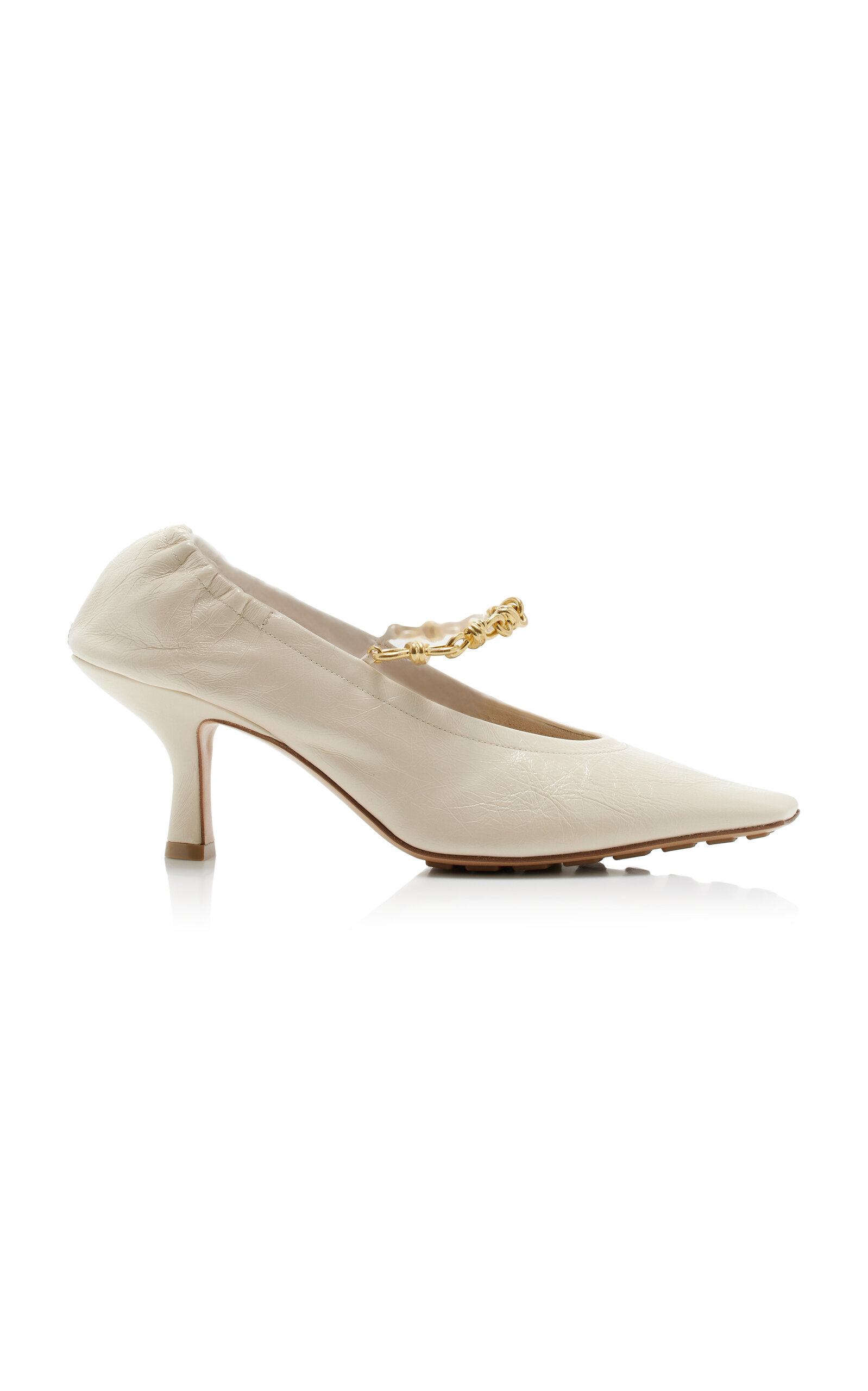 Shop Bottega Veneta Melbourne Chain-detailed Leather Pumps In White