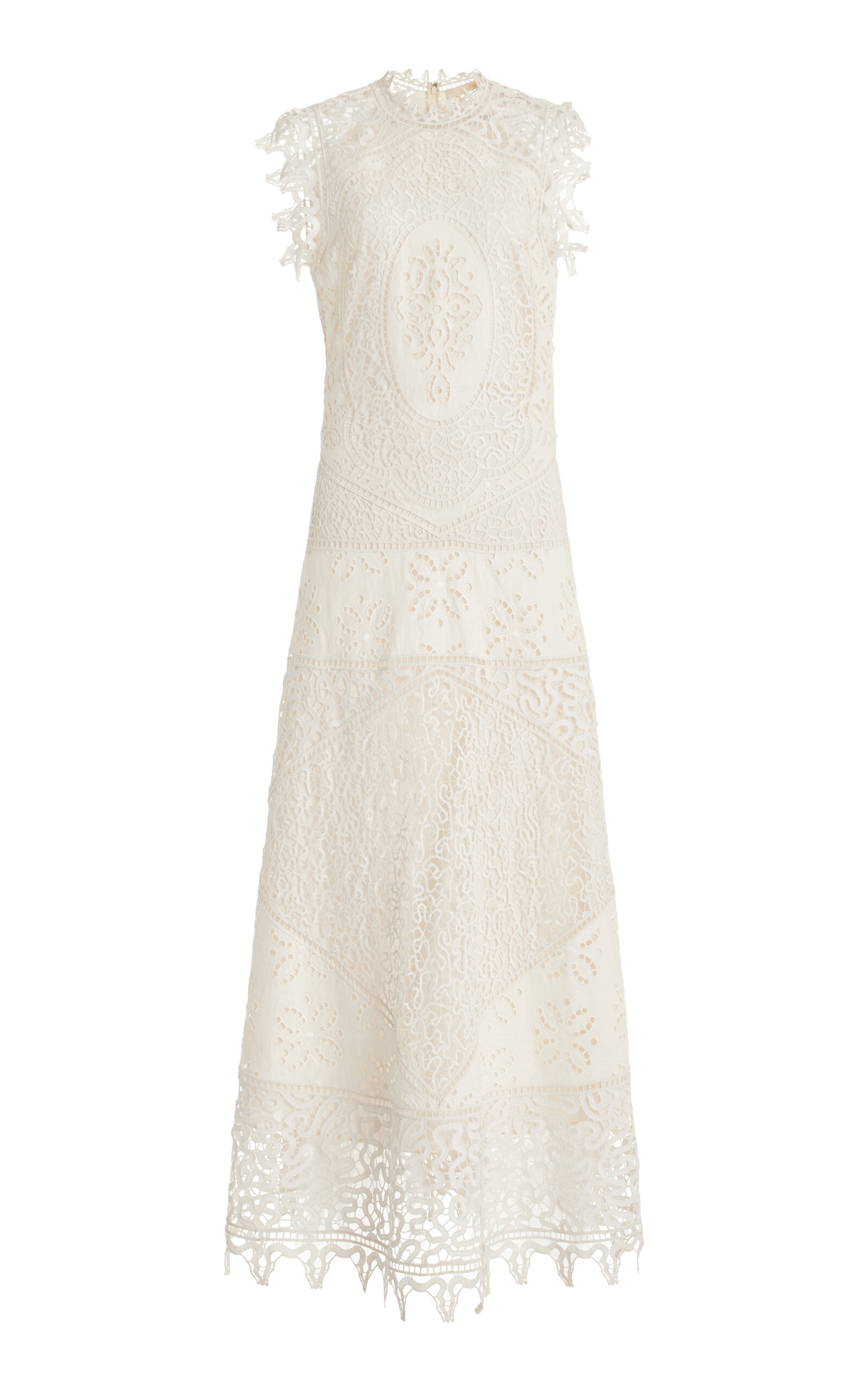 Shop Ulla Johnson Flora Eyelet-lace Linen Maxi Dress In White
