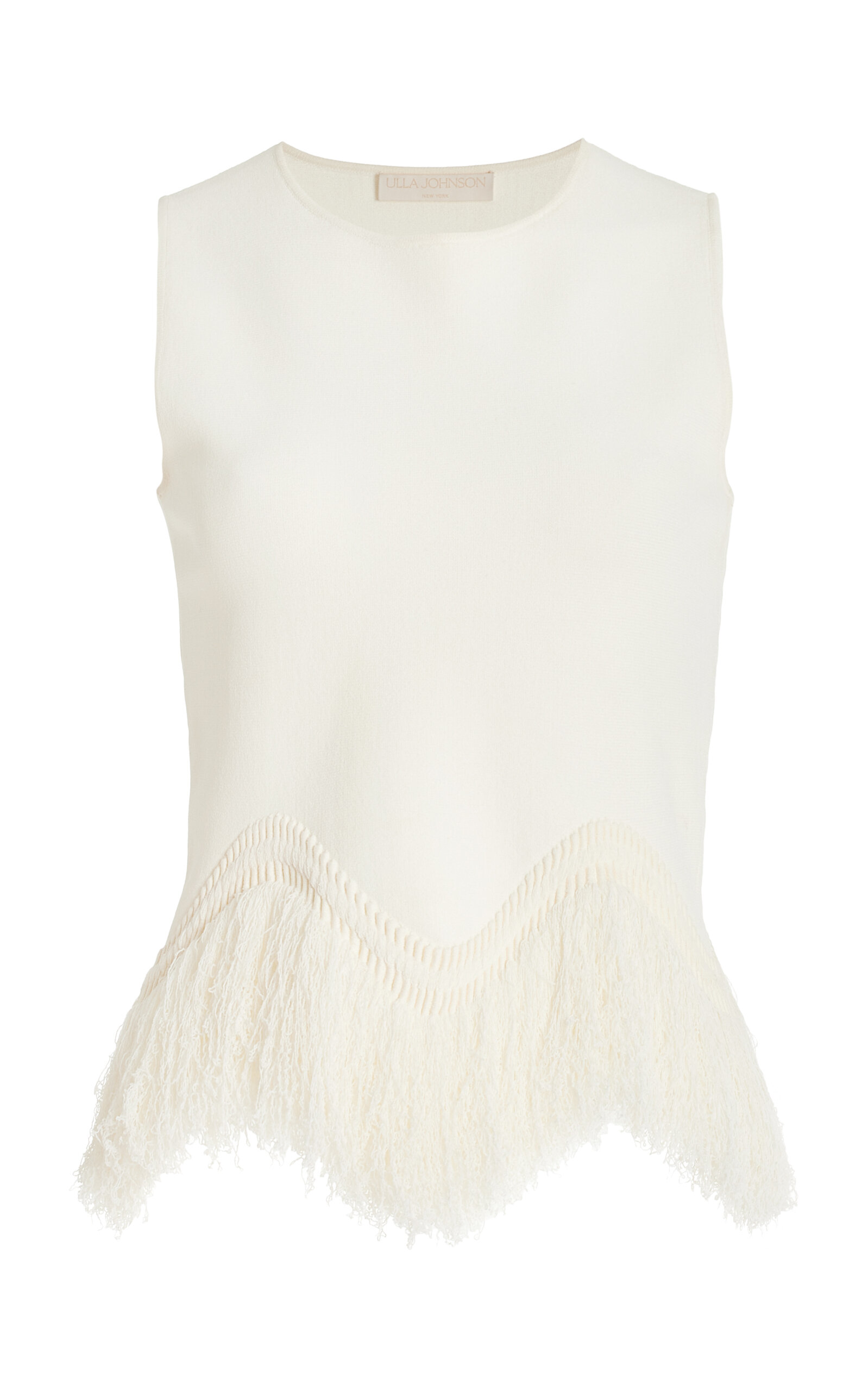 Shop Ulla Johnson Koa Fringed Knit Top In White