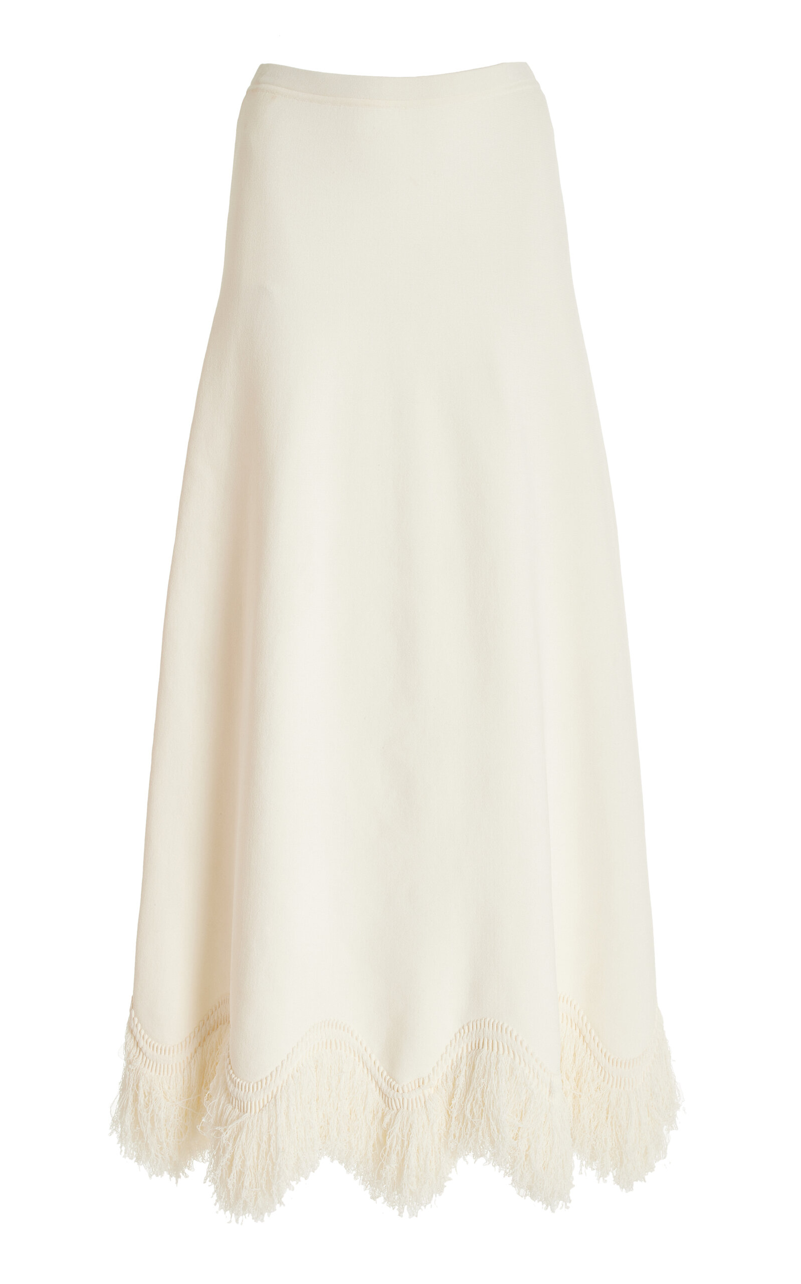 Shop Ulla Johnson Paulina Fringed Knit Maxi Skirt In White